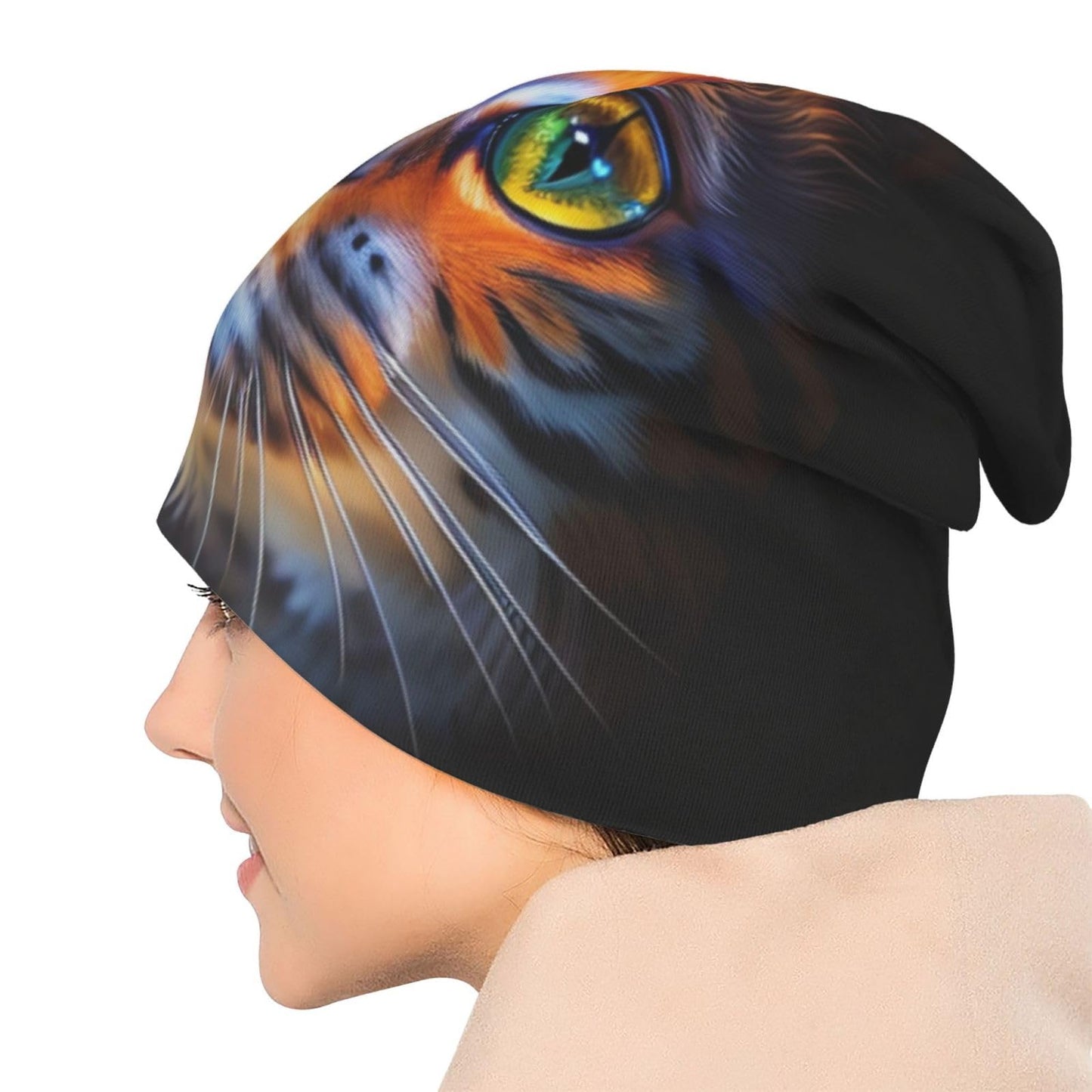 CKCICSCS Colorful Cat Slouchy Beanie Hats, Stretch Chemo Headwear Caps Baggy Sleep Cap Lightweight Running Hat for Women Men Guys