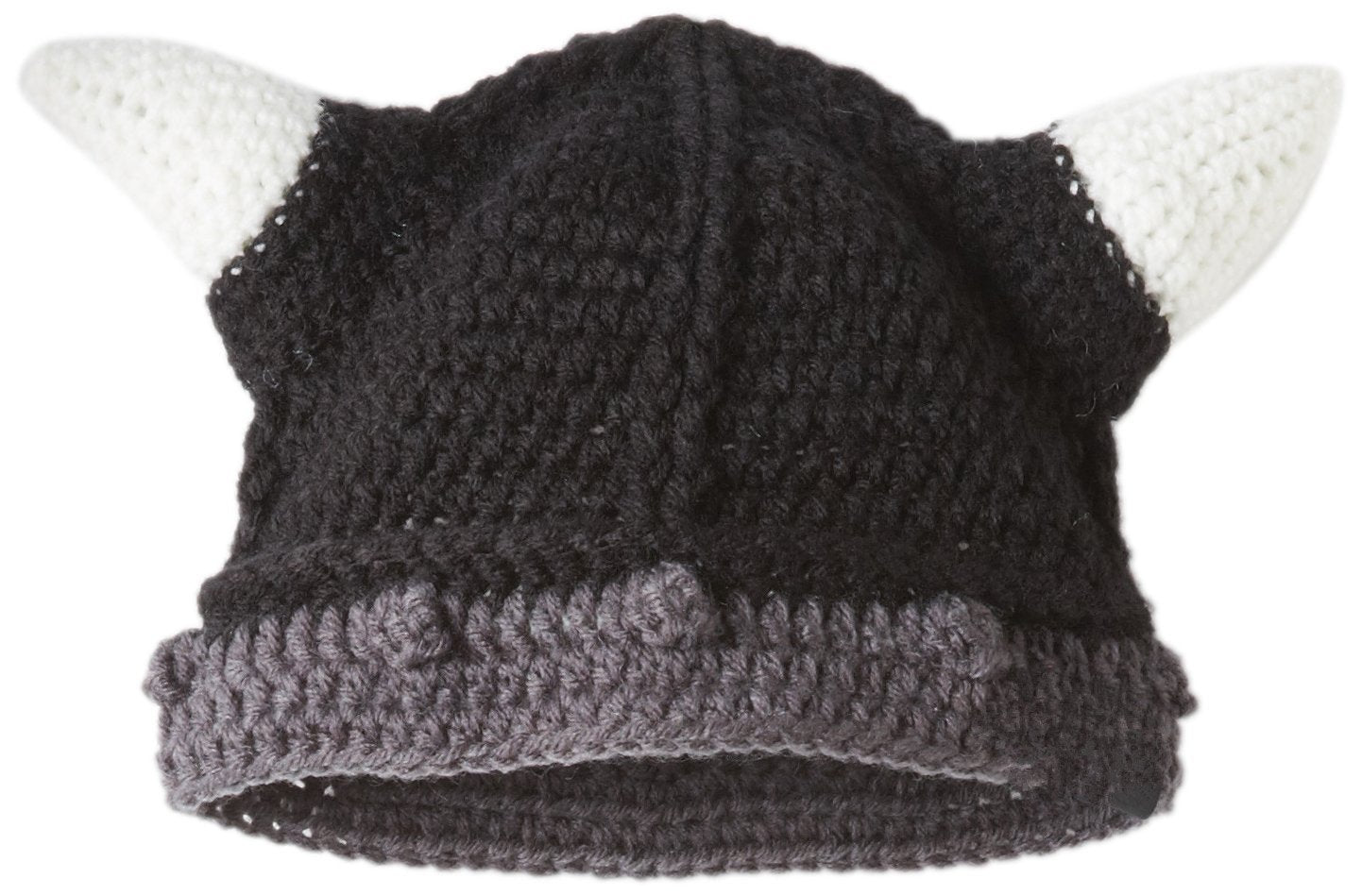 Kafeimali Men's Barbarian Vagabond Knit Hat Halloween Viking Horns Bearded Caps Black