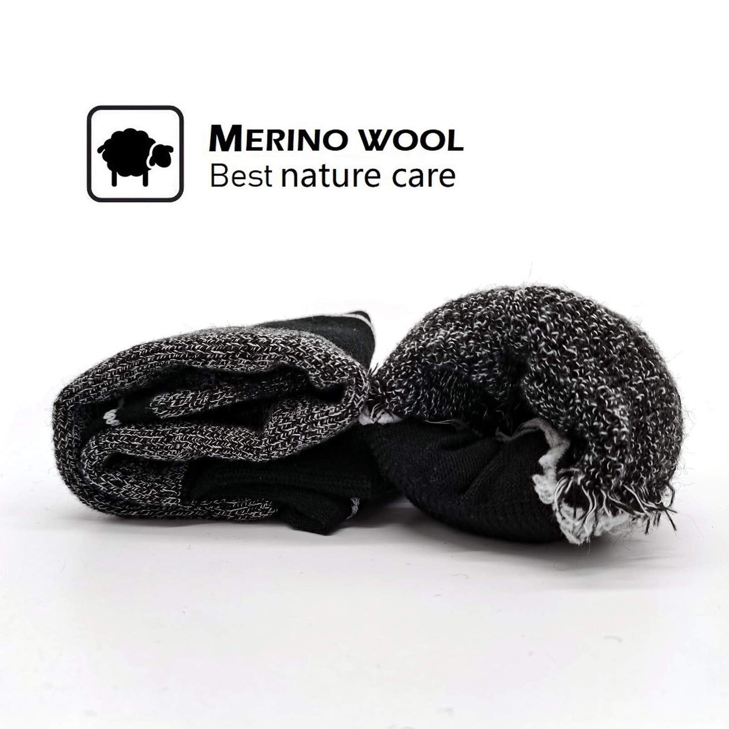 HIGHCAMP 2 Pairs Merino Wool Men Women Cold Weather Ski Snow Snowboard Socks for Skiing,Snowboarding,Winter Hunting (Black,L)