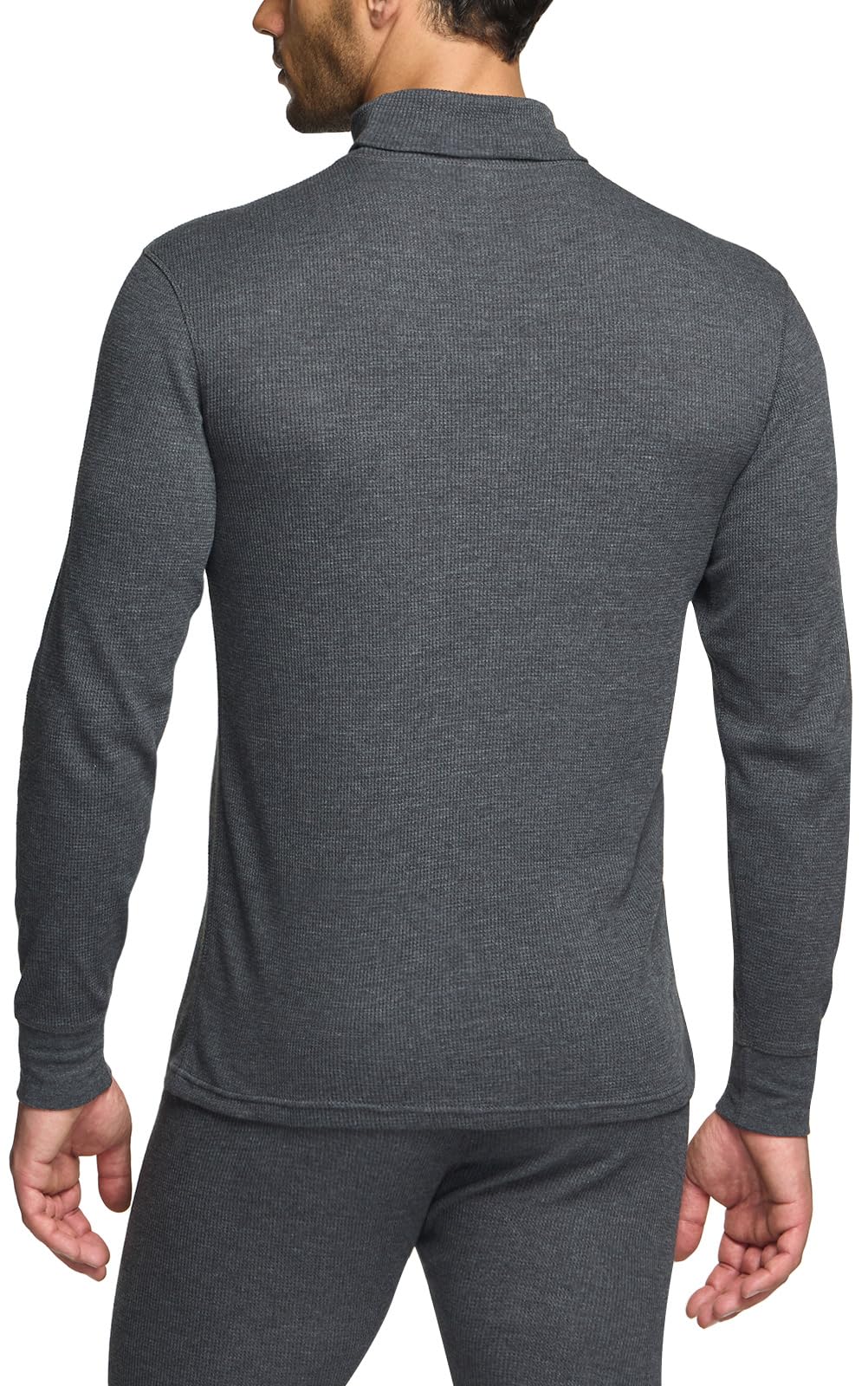 CQR Men's Long Sleeve Thermal Underwear Tops, Midweight Waffle Crewneck Shirt, Winter Cold Weather Thermal Shirts, Mock Neck Top Dark Grey, XX-Large