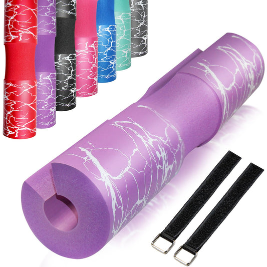 AN AMMAN Barbell Pad Perfect for Squat, Hip Thrust - Relieves Neck and Shoulder Pain Thick Foam Cushion - Gym Workout Smith Machine Thruster Weightlifting Purple Marble Pattern AM001PT