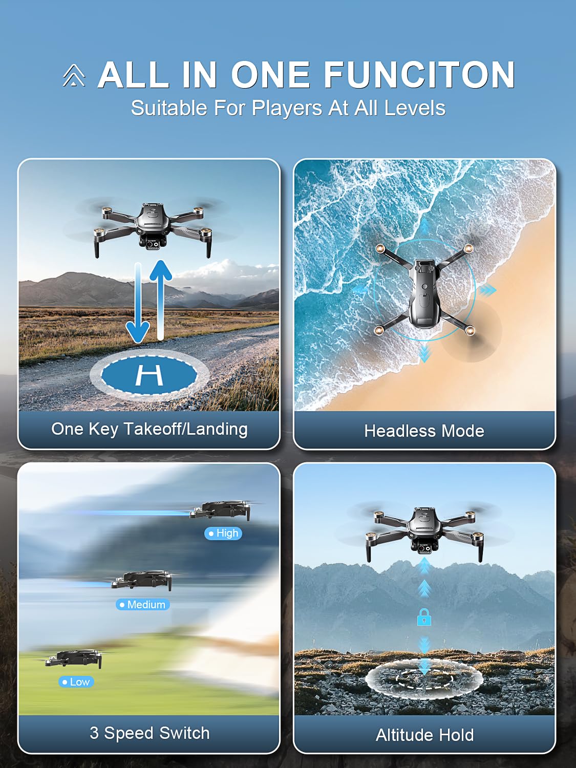 Foldable Brushless Drone with 4K HD Camera for Adults, RC Quadcopter, 30 Minutes Flight Time, One Key Take Off/Land,Altitude Hold,360° Flip with Carry Bag for beginners