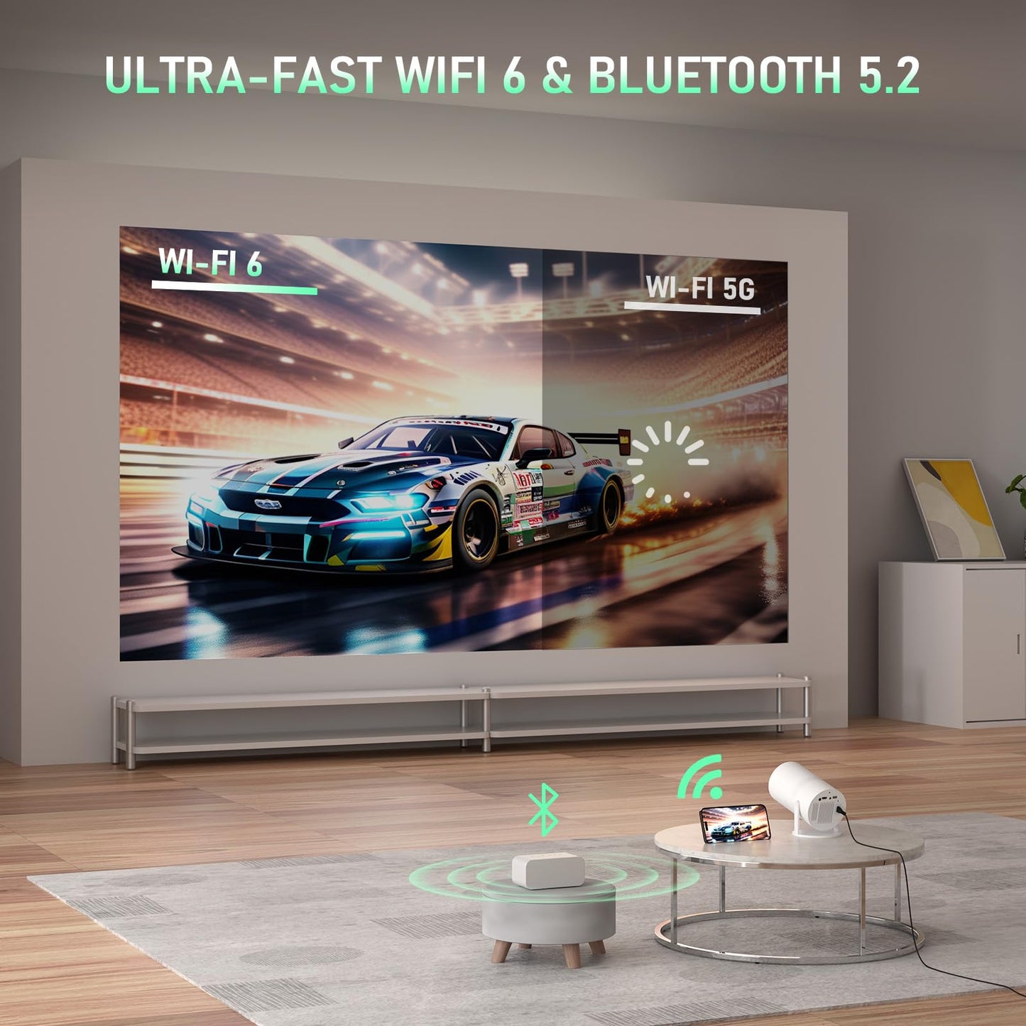 [Netflix Officially & Electric Focus] Projector with WiFi and Bluetooth, XuanPad Full HD 1080P Portable Projector, 210° Rotatable Stand, Auto Keystone, Dust Removal and Heat Dissipation Design