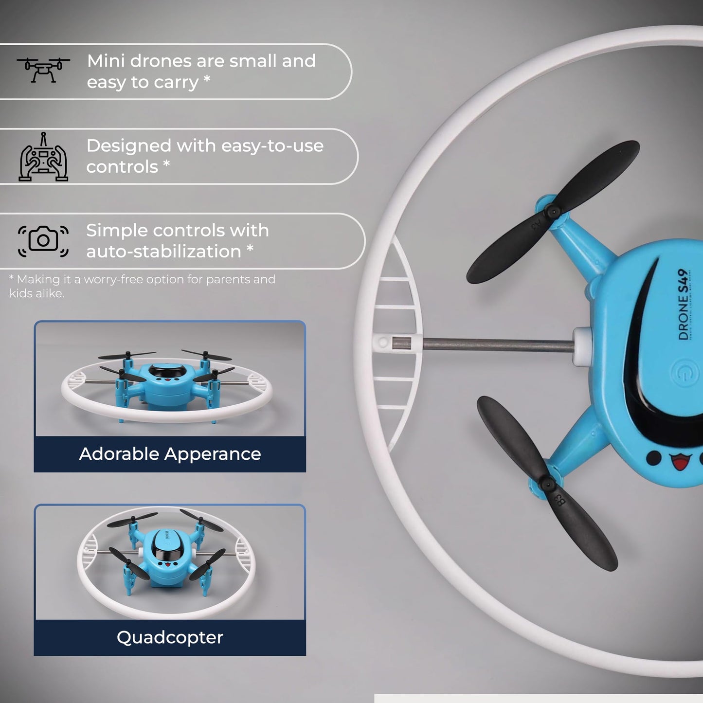 Mini Drone for Kids and Beginners - Small RC Drone with Cool LED Lights, 360° Flip and 90° Surround Flight - with Batteries, Extra Propellers and Remote Control - Long Battery Life, Easy to Use