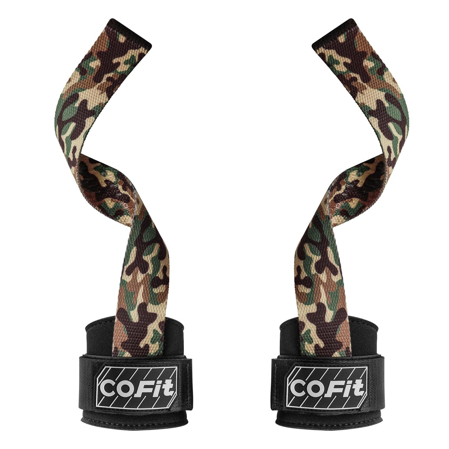 COFIT Workout Lifting Straps, Heavy Duty Weightlifting Wrist Straps with Extensive Cotton Padding Area, Enhanced Grip for Deadlifts, Powerlifting, Pull-Ups, Strength Training - Camouflage Green