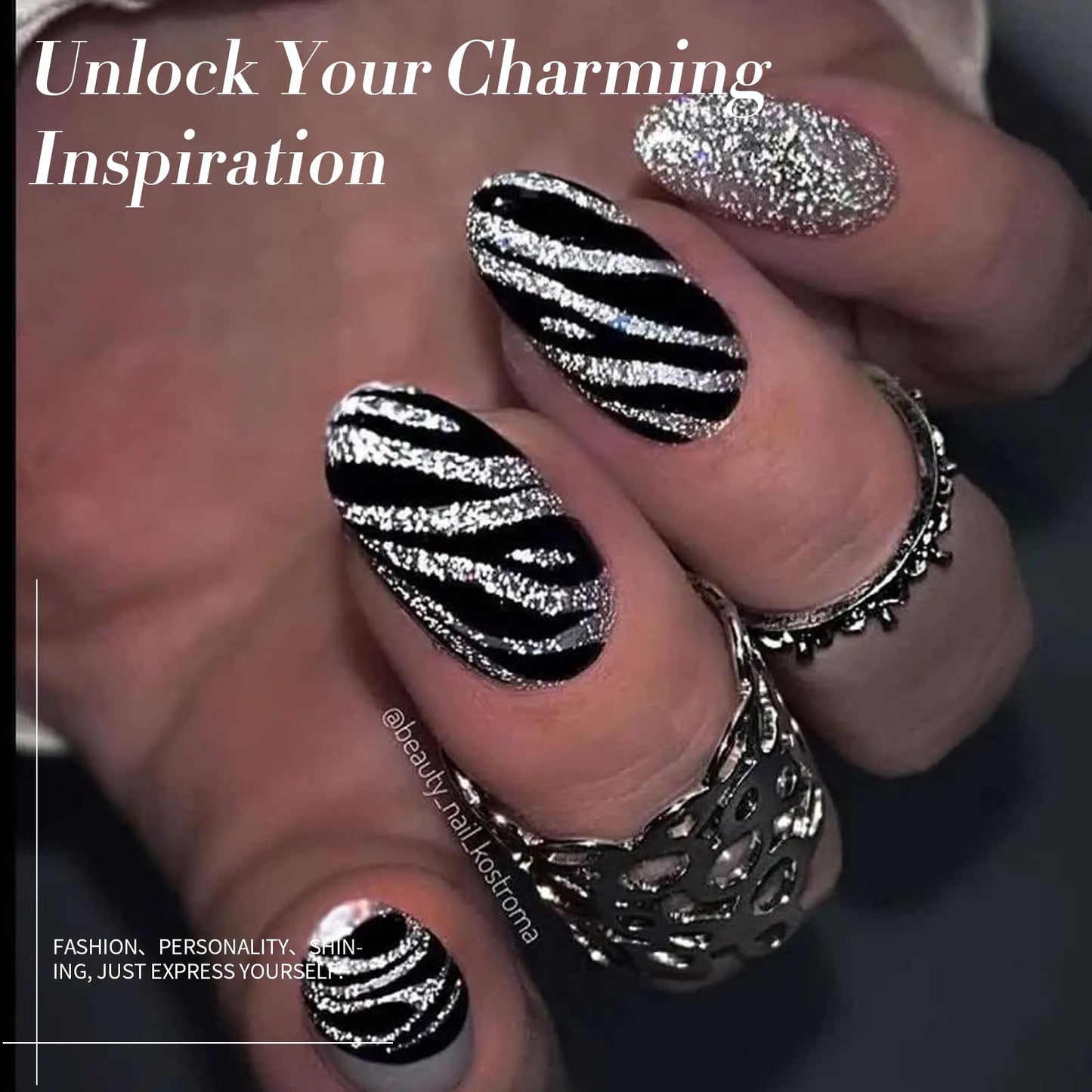 Born Pretty Silver Gold Reflective Glitter Gel Nail Polish Set for Christmas Nails Holographic Sparkle Glitter Gel Flash Soak Off Manicure Kit Gift