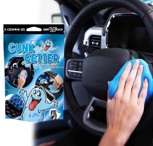 Gunk Getter PeerBasics, Cleaning Gel for Those Hard to Reach Places, Automotive Cup Holder Electronic Keyboard Office, Slime Gel Cleaner Dust Crumb Removal (Resealable Pouch, Blue, 3oz)