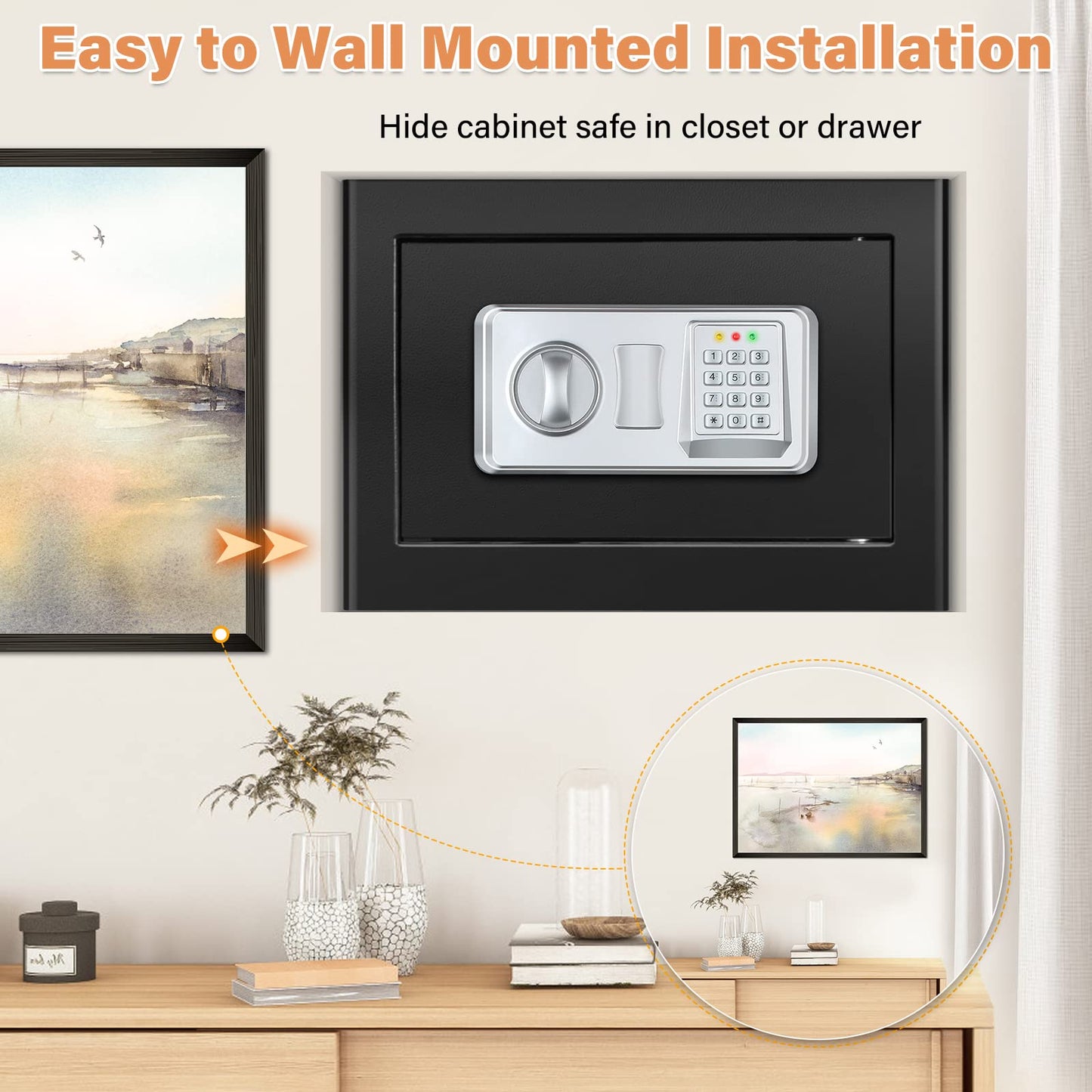 1.2 Cubic Personal Home Safe Box Fireproof Waterproof with Fireproof Bag, Fireproof Safes for Home with Removable Shelf, Fireproof and Waterproof Safe for Money Firearm Medicine Jewelry Document