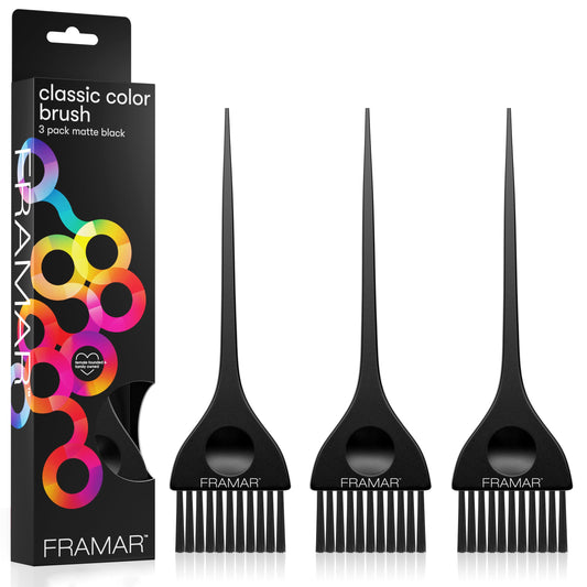 FRAMAR Black Hair Color Brush Set - Hair Coloring Brush for Hair Dye, Color Brushes for Hair Salon, Tint Brush for Dyeing Hair, Tint Brushes, Brochas Para Tinte De Cabello - 3 Pack Matte