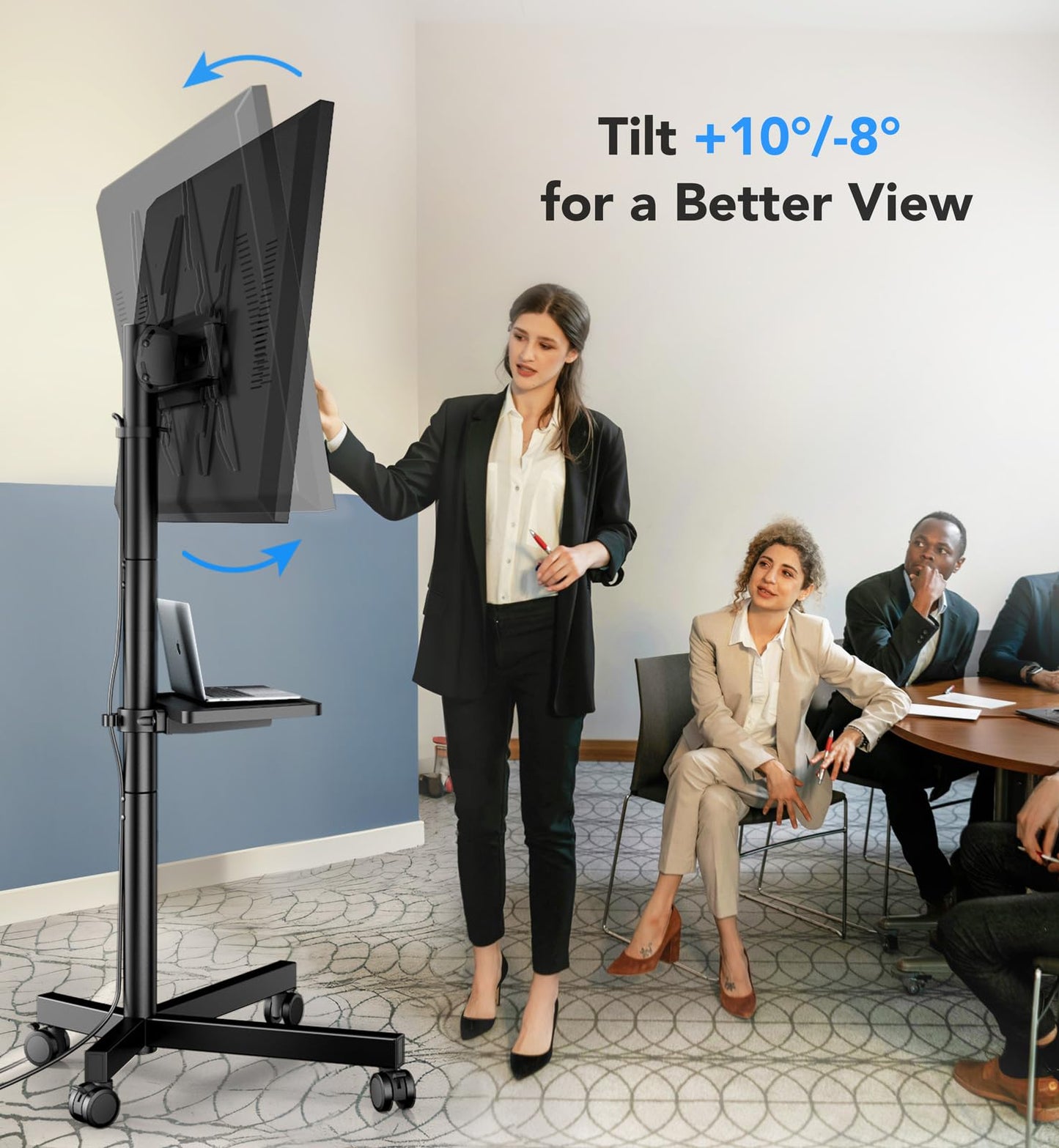 AX WABER Mobile TV Stand for 23-60 Inch LCD LED Flat/Curved Panel Screen TVs, Rolling TV Cart Holds up to 88Lbs Portable Stand with Shelf Rolling Floor Max VESA 400x400mm