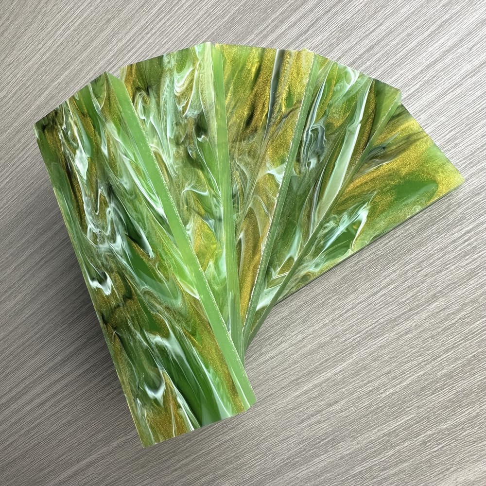 Uotowell Pre-Cut Epoxy Resin Scales Blanks for Decorative Inlays in Guitar Bodies, Necks, Engraved Knife Handle and Gun Grips - Seaweed Green