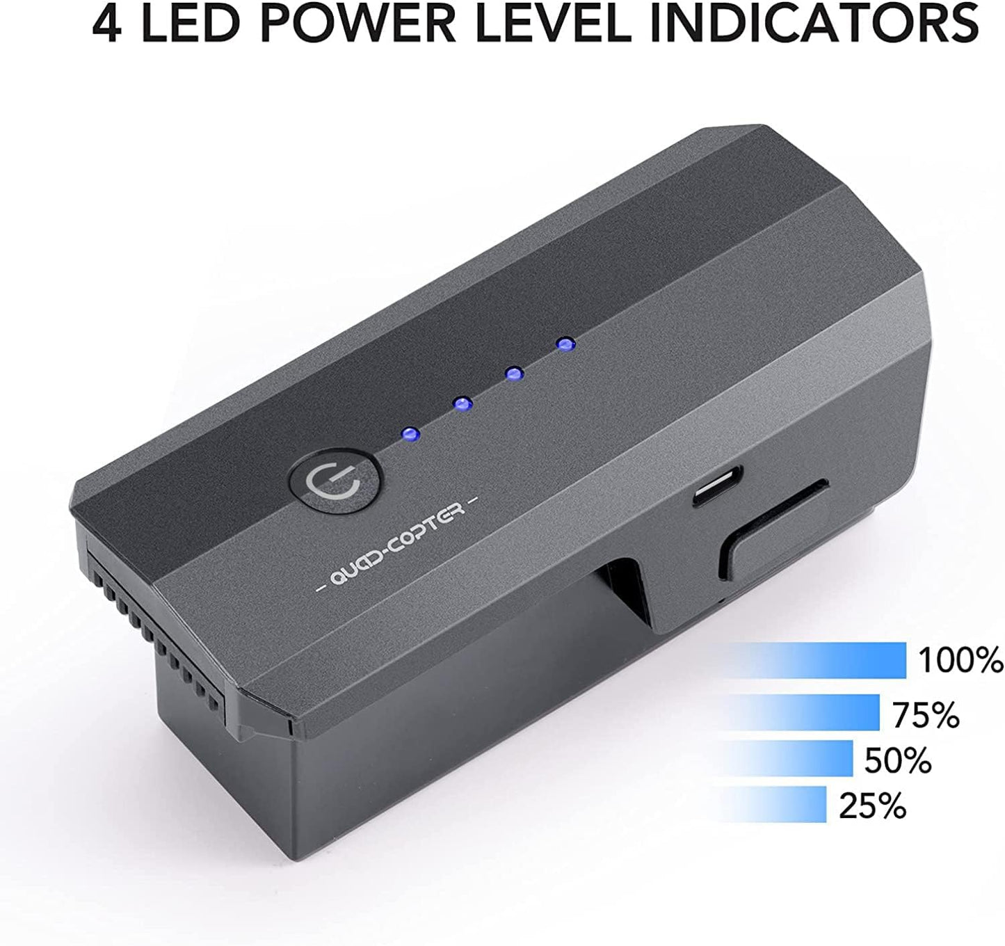 Ruko F11/F11PRO/F11GIM/F11GIM2 Drone Battery 11.1V 2500mAh/27.75Wh Li-po Rechargeable Battery and USB Cable for F11 Series RC Quadcopter Drone Black