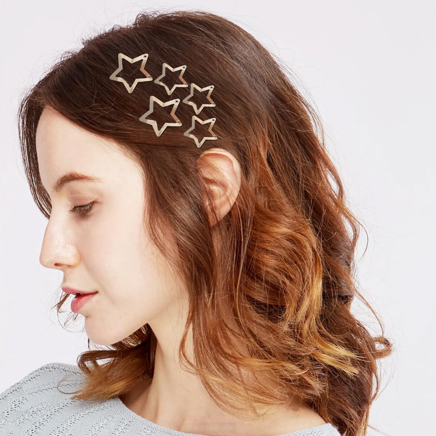 Star Hair Clips 2000s Y2K Snap Hair Barrettes Non Slip Star Hair Accessories Silver Metal Hair Clips for Girls Women -20 PCS 1.18", 1.57"