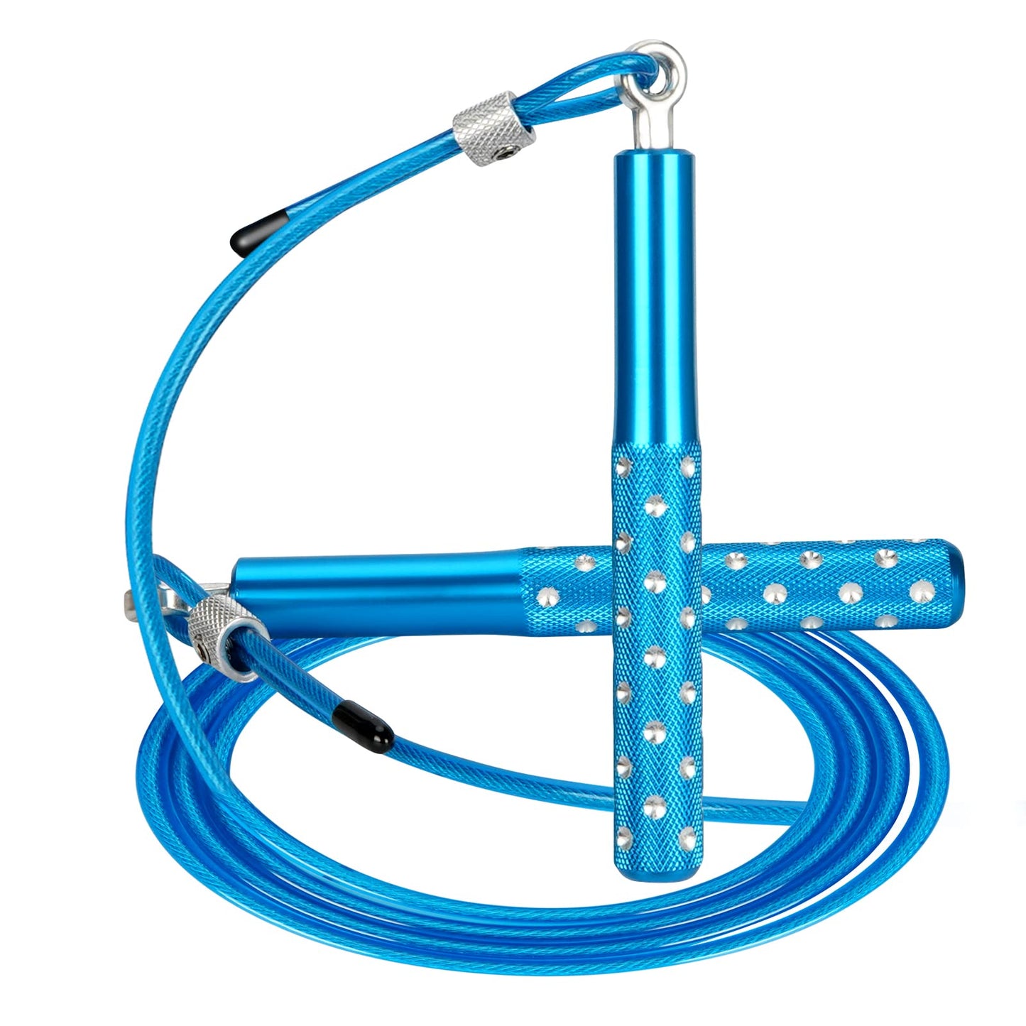 Jump Rope, Wastou Speed Jumping Rope for Training Fitness Exercise, Adjustable Adults Workout Skipping Rope for Men, Women, Kids, Girls (Blue-B)