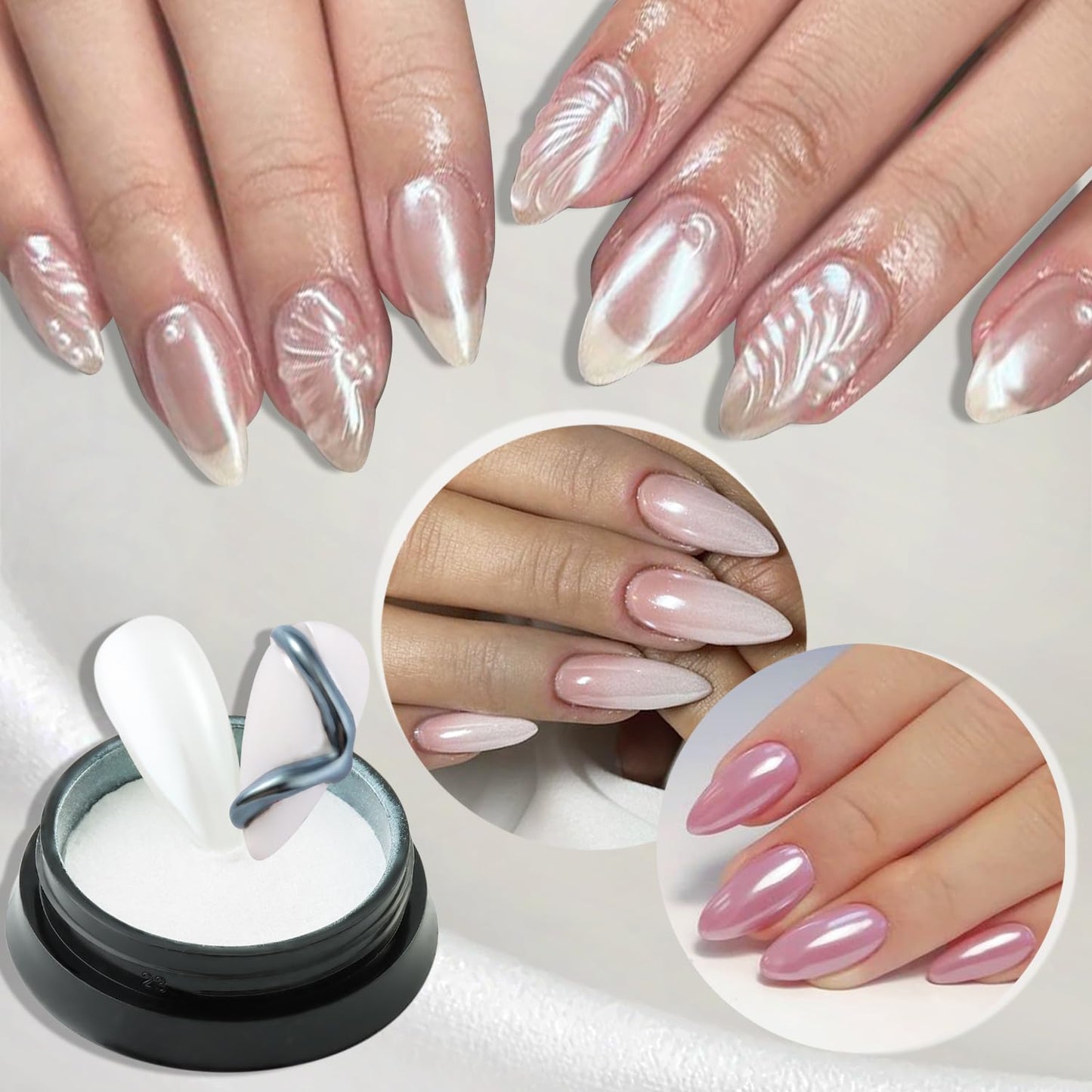 Fcozpjk 24 Colors Chrome Nail Powder Set Metallic Mirror Effect Gold Silver Pink Chrome Nail Powder White Pearl Iridescent Multi Chrome Powder for Nails Chameleon Rubbing Pigment Manicure Supplies