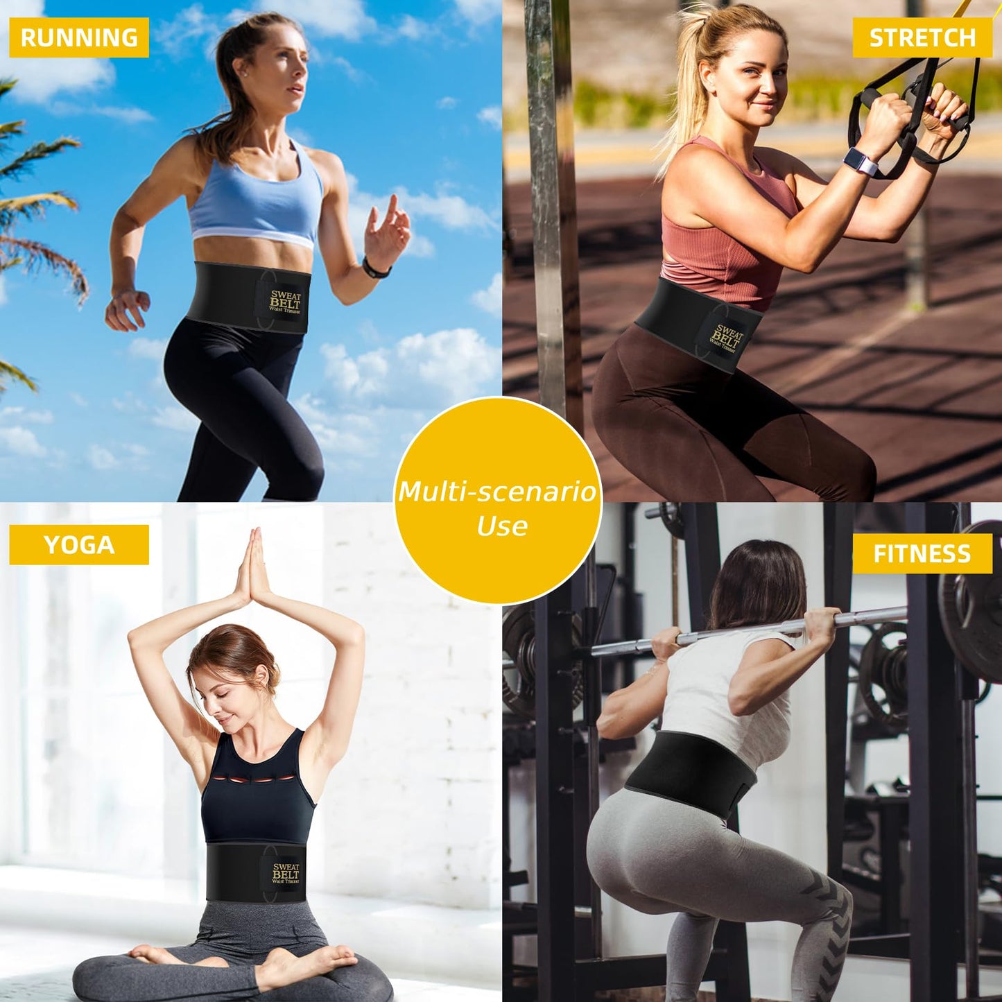 kissleaf Waist Trainer for Women Lower Belly Fat Sweat Band for Stomach Weight Loss get into shape Waist Trainer for Women Working Out Sweat Belts for Weight Loss (Unisex) -Black-M