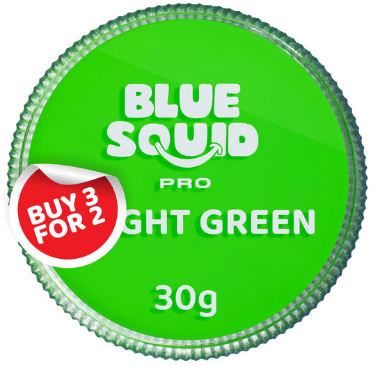 Blue Squid PRO Face Paint - Professional Water Based Single Cake Facepaint & Body Paints - SFX Makeup, Kids Adults Face Painting for Costume, Halloween, Cosplay - Classic Bright Green 30g / 1oz