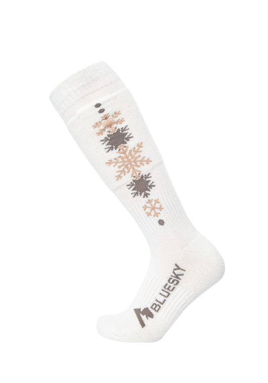 Merino Wool Ski Socks/Hiking Socks for Men&Women, Snowflake (US, Alpha, Medium, Regular, Regular, White)