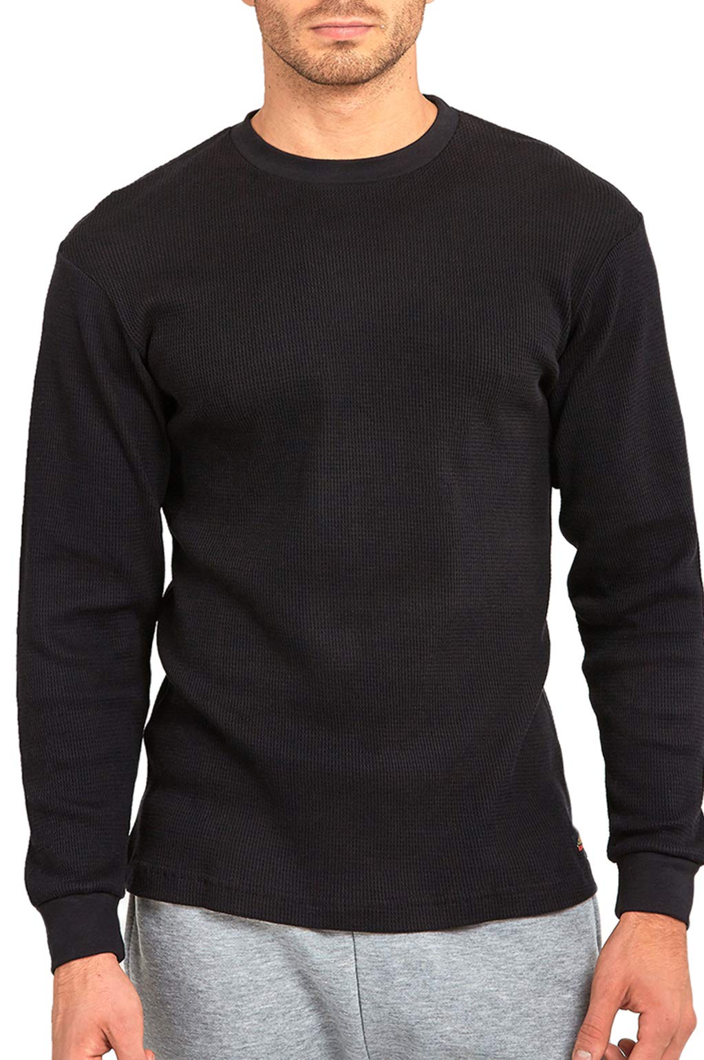 Men's Classic Waffle-Knit Medium Weight Thermal Top (XL, Black)