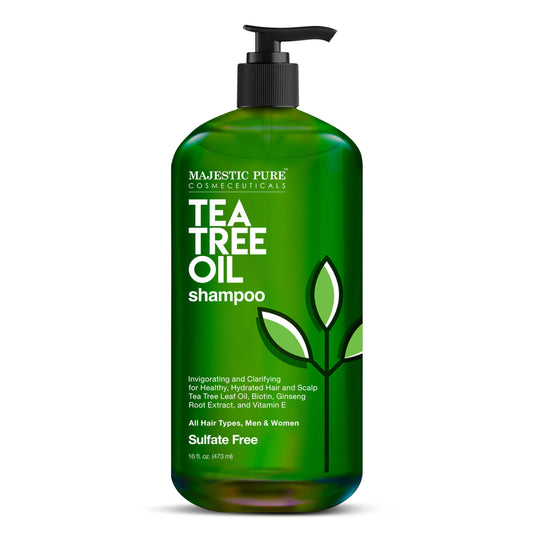 Majestic Pure Tea Tree Shampoo for Men and Women -16 fl oz - Hydrating Formula Fights Dandruff, Lice and Itchy, Irritating or Dry Scalp - For All Hair Types - Sulfate Free