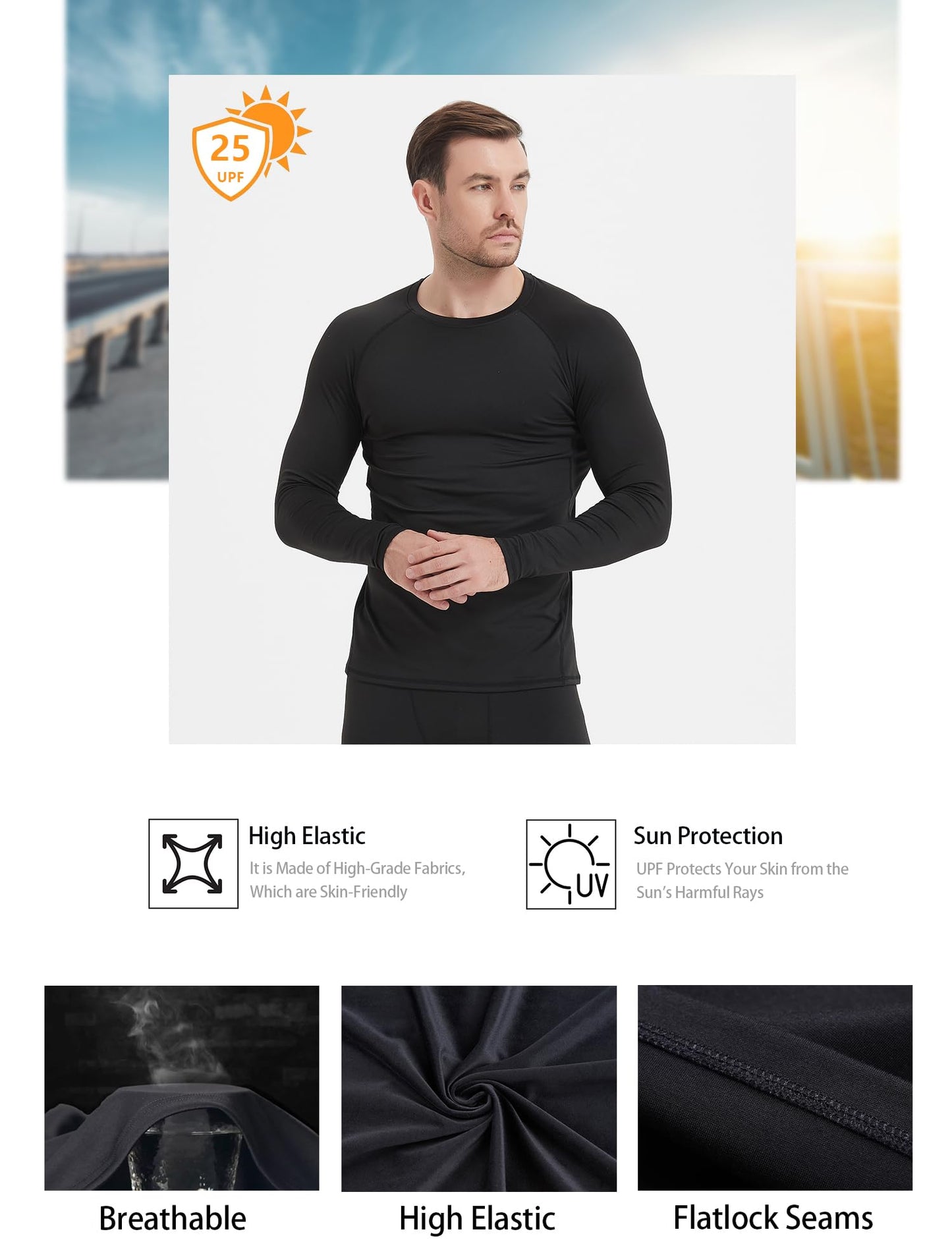 Dalavch 4 Pack Men's Compression Shirts Short & Long Sleeve Athletic Workout Sports Undershirt Base Layer Top for Winter 4 Black Small