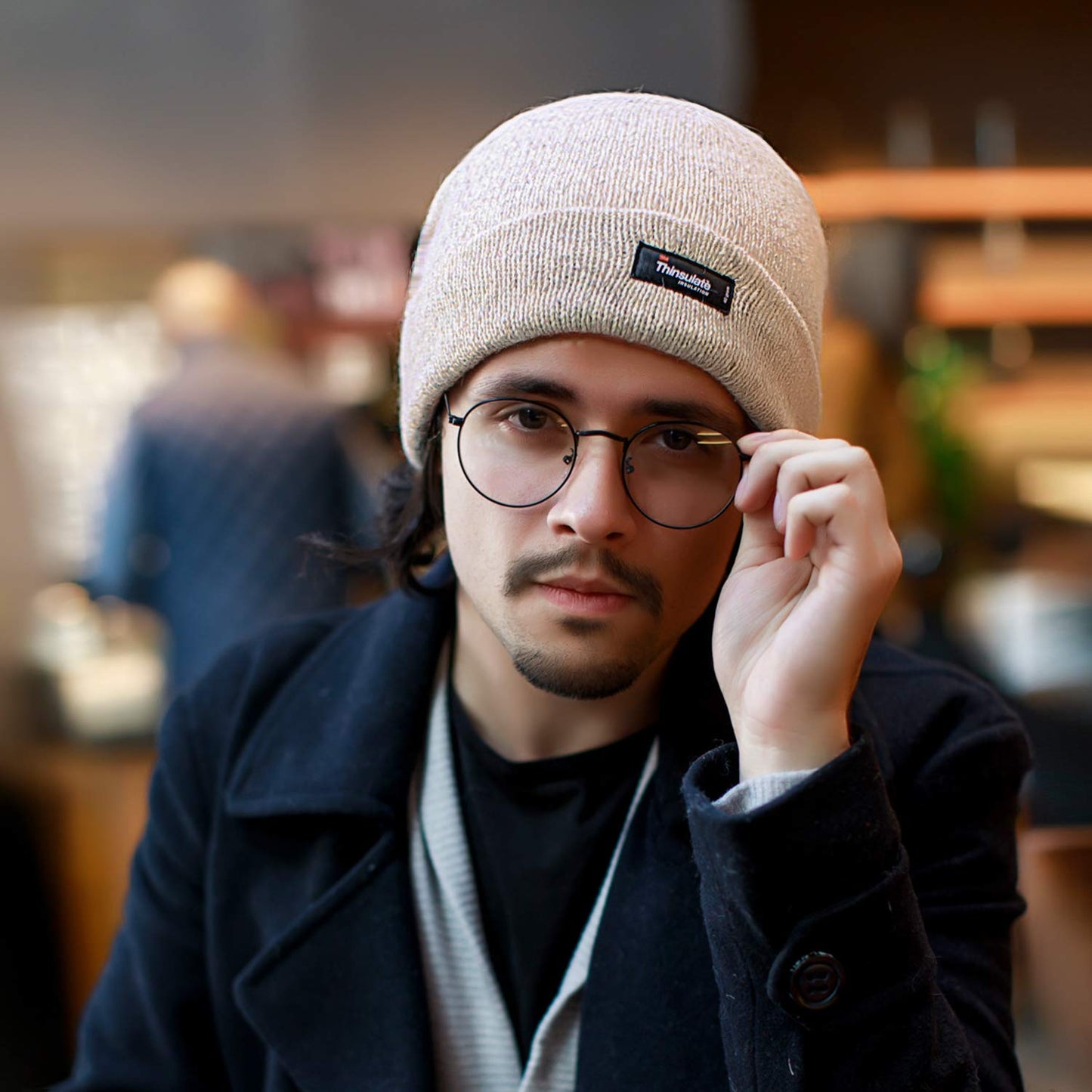 Thinsulate Inner -5℉ Warm Cuffed Beanie Thermal Insulation Thick Men Women Adult Winter Hat Wool Acrylic Knit Soft Cold Wearther Cap Beige One Size