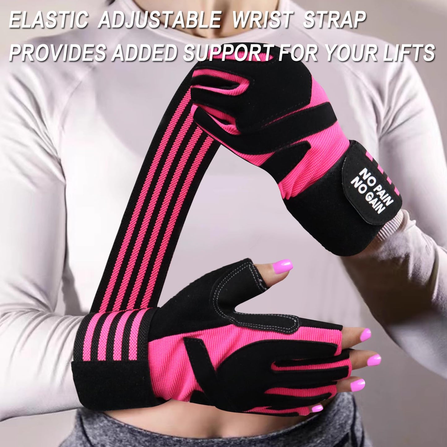 Weight Lifting Gloves for Women Gym Workout with Wrist Support,Padded Half Finger Gloves for Fitness Exercise (Pink, X-Small)