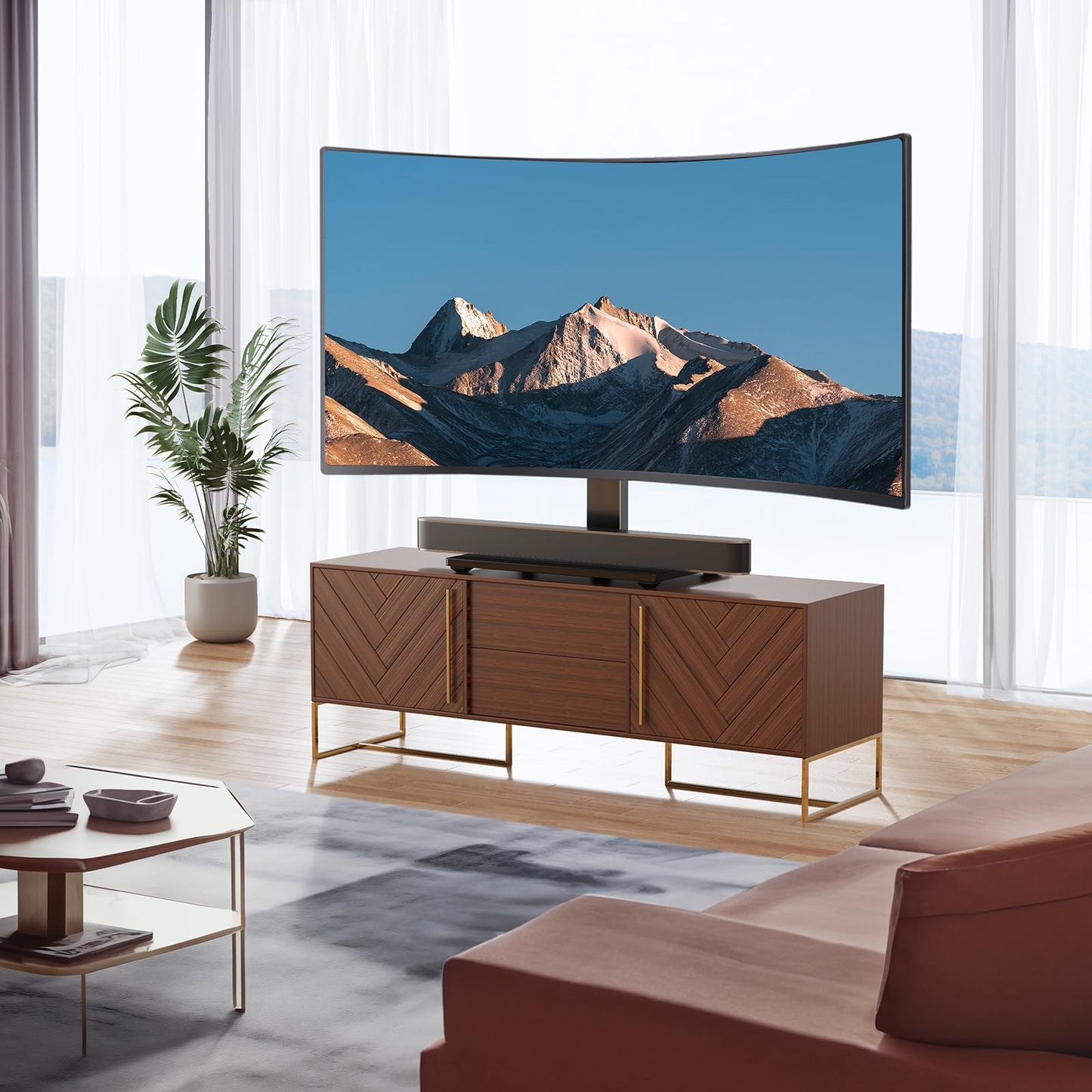 PERLESMITH Universal Swivel TV Stand Base, Table Top TV Stand for 37-75 inch LCD LED TVs, Height Adjustable TV Mount Stand with Tempered Glass Base, VESA 600x400mm, Holds up to 99lbs, PSTVS13