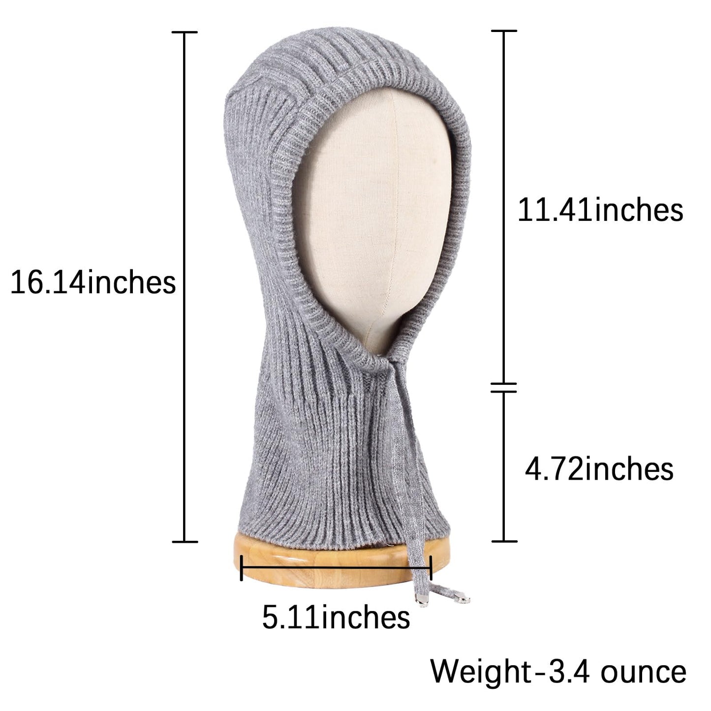 Knit Winter Hats for Women Balaclava Warm Hooded Scarf for Men and Women Beanie Hat with Drawstring Skull Cap
