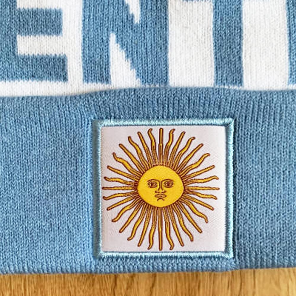COUVER Soccer Team Country Beanie Pom Pom Beanie, Cuff 12 inch - Argentina Light Blue