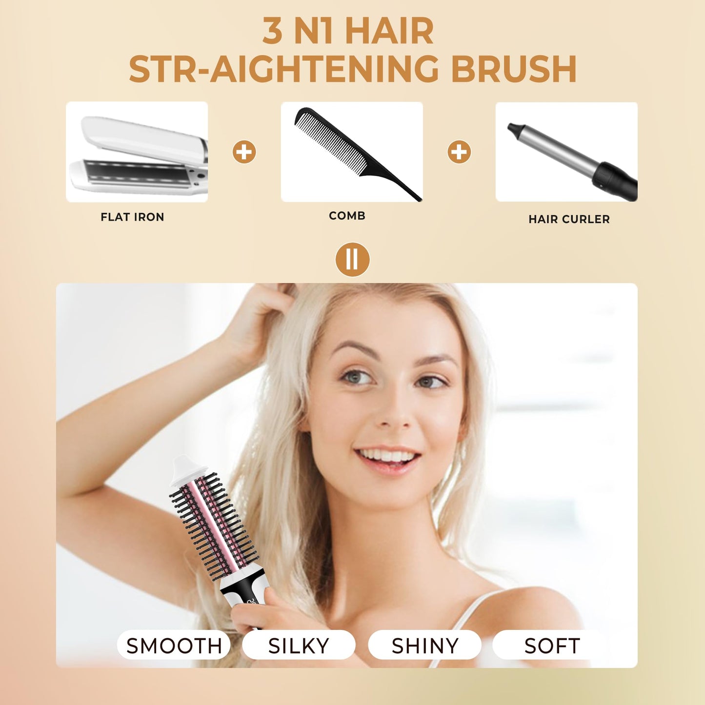 Cordless Curling Brush,4000 mAh USB Cordless Hair Curler with 3 Temp Setting Mini Travel Curling Iron Rechargeable, Ceramic Battery Powered Curling Iron