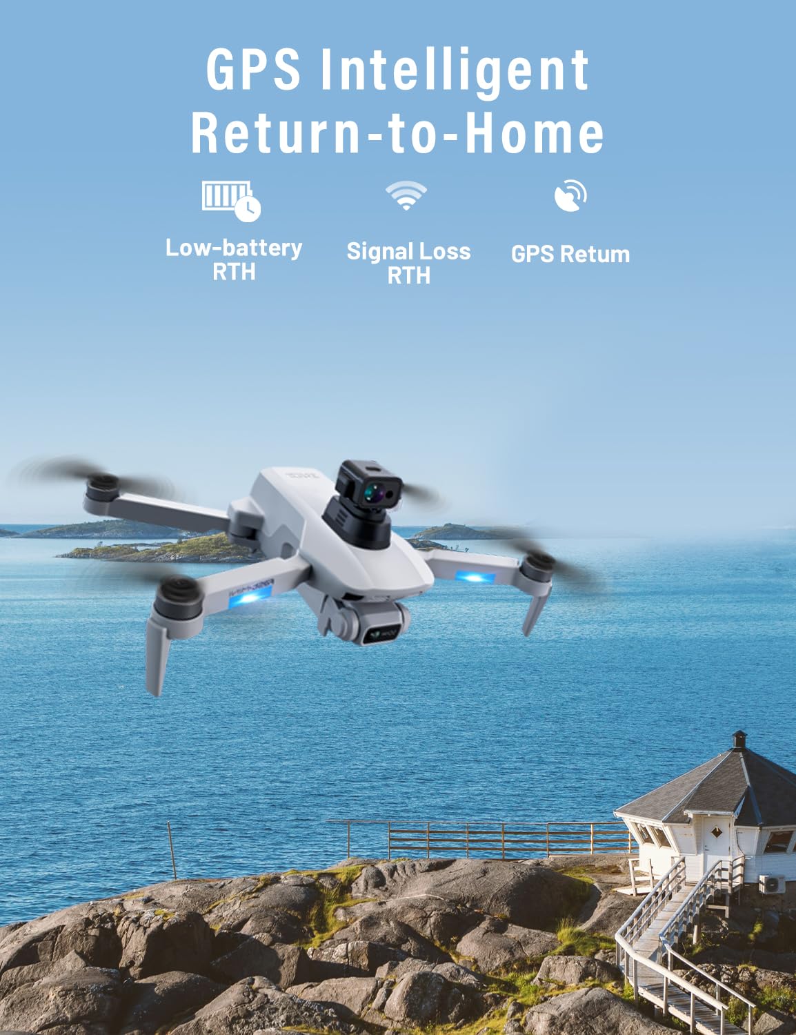 GPS Drones with Camera for Adults 4K with Brushless Motor and Follow Me Mode,Long Flight Time and Distance,5G FPV Transmission and Auto Return, Foldable RC Quadcopter for Beginner and Kids,Under249g