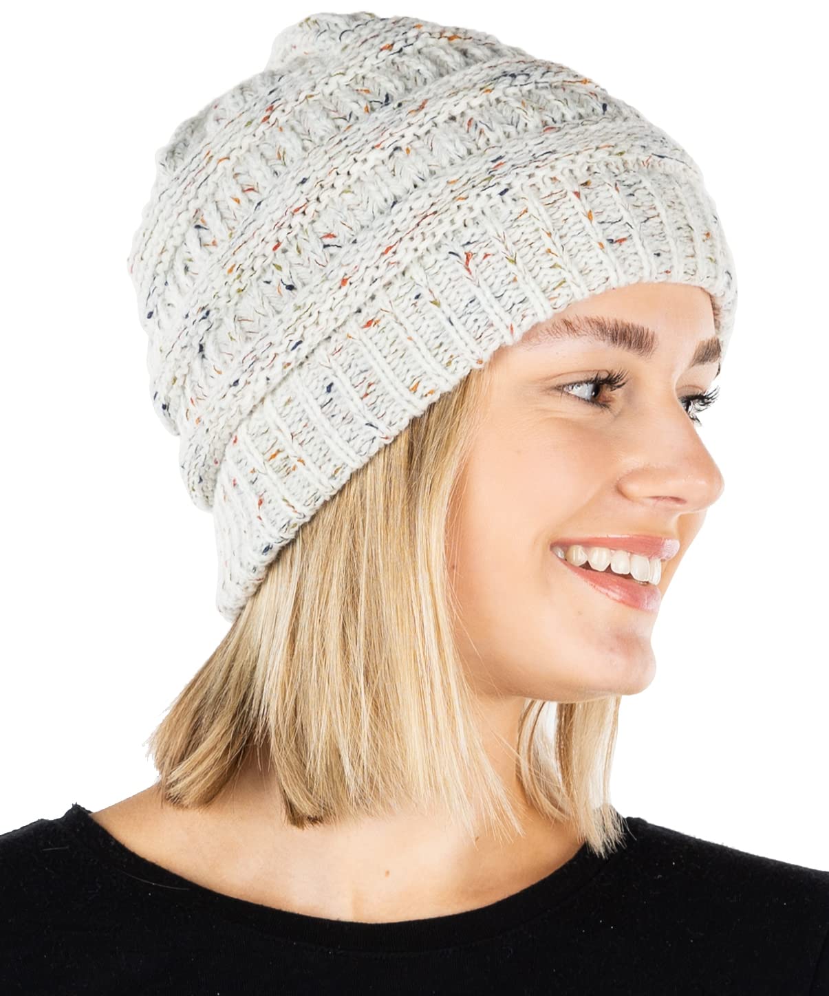 Funky Junque Confetti Knit Beanie - Ivory