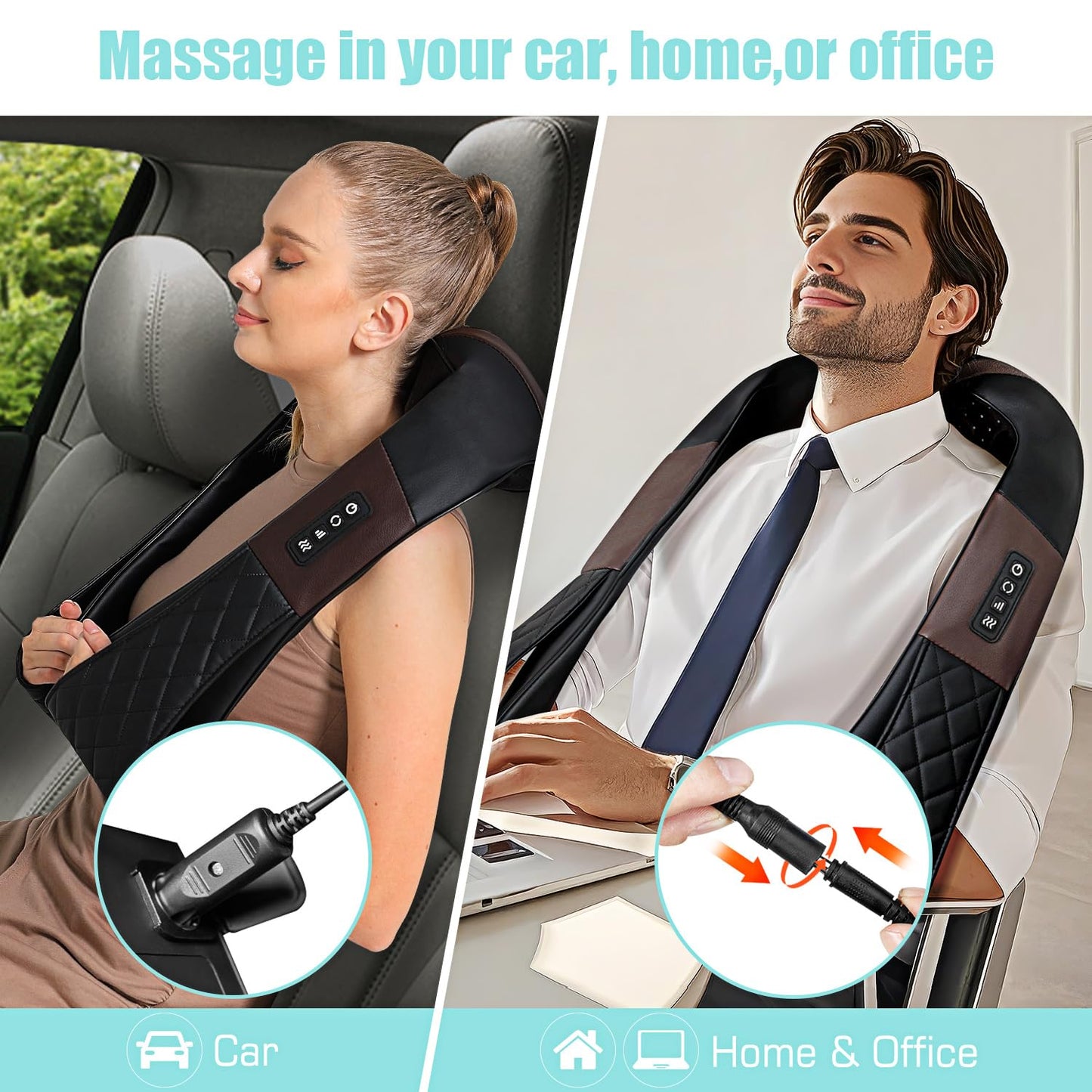 Shiatsu Neck and Back Massager with Heat, Electric Deep Tissue 4D Kneading Massage Pillow for Shoulder, Leg, Body Muscle Pain Relief - Best Gifts for Women Men Mom Dad