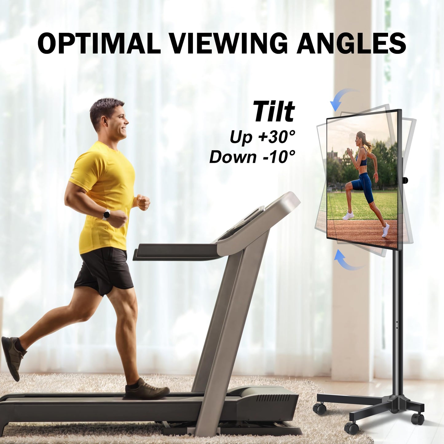 XINLEI Mobile TV Carts, Rotating Rolling TV Stand on Wheels for 13-50" Flat/Curved TVs Height Adjustable 30° Tilt Floor TV Stand Portable Monitor Stand Holds up to 44lbs Max VESA 200x200mm ML1350