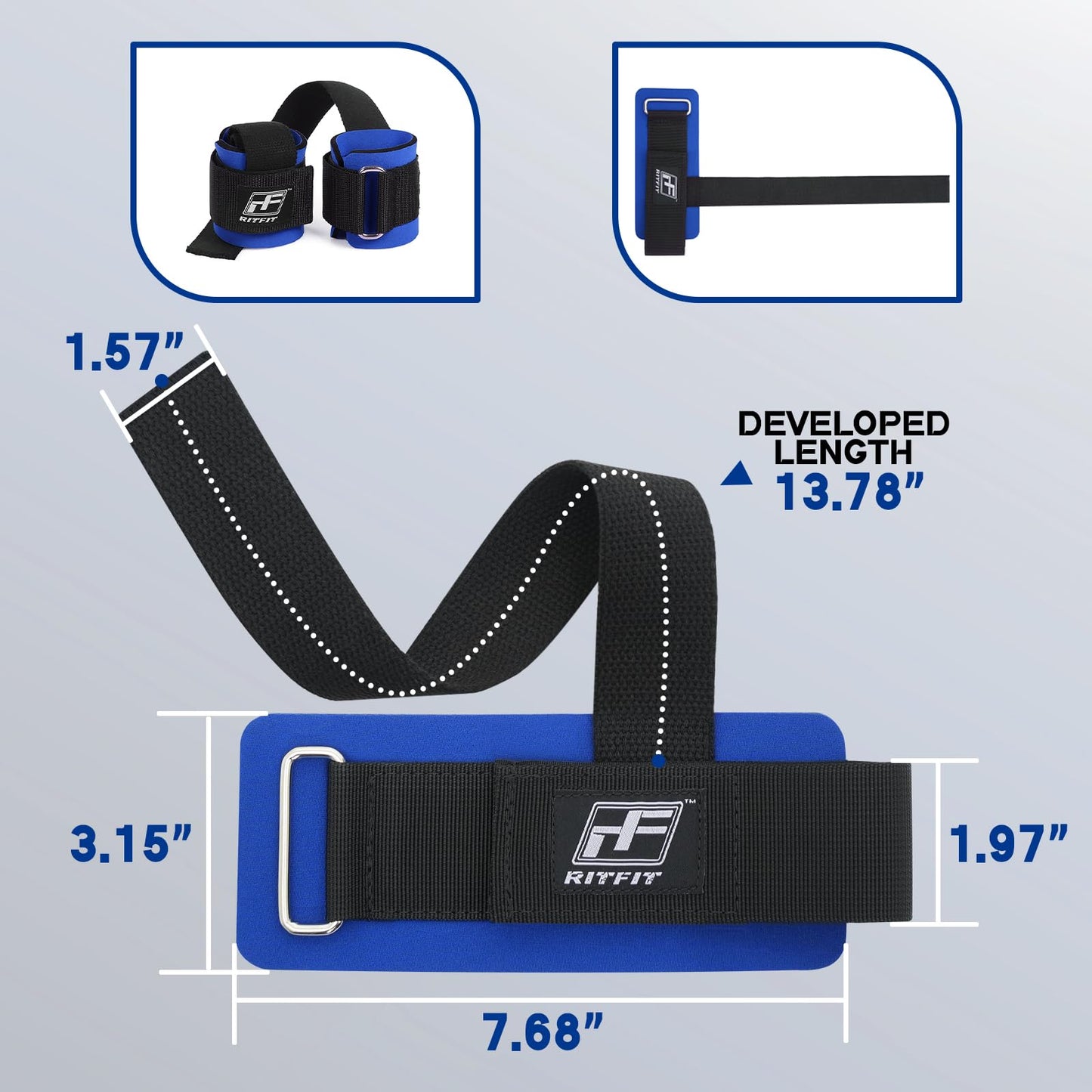 RitFit Wrist Wraps, Wrist Straps for Weightlifting, Wrist Support for Working Out, Bodybuilding, MMA, Powerlifting, Strength Training, Men & Women, Blue