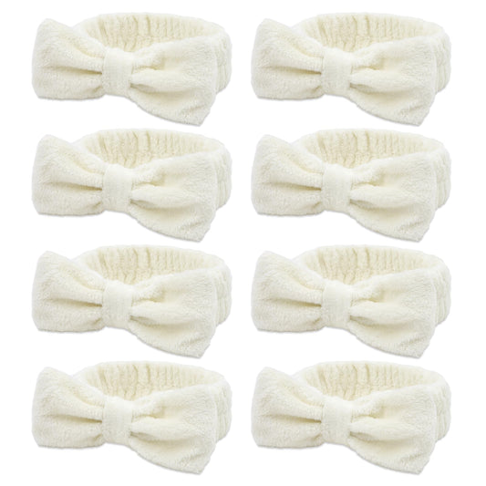 Semato Bachelorette Party Favor Set Bride Spa Headband Bride Headband and Bridesmaid Headband Skincare Headbands for Women Cute Bow Head Bands Party Supplies (creamy white)