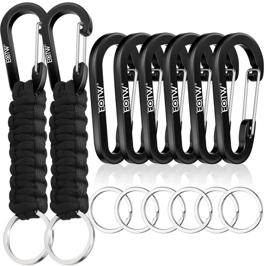 EOTW Carabiner Keychain, Small Carabiner Clip with Paracord Keychain Mini Aluminum D Ring Key Organizer