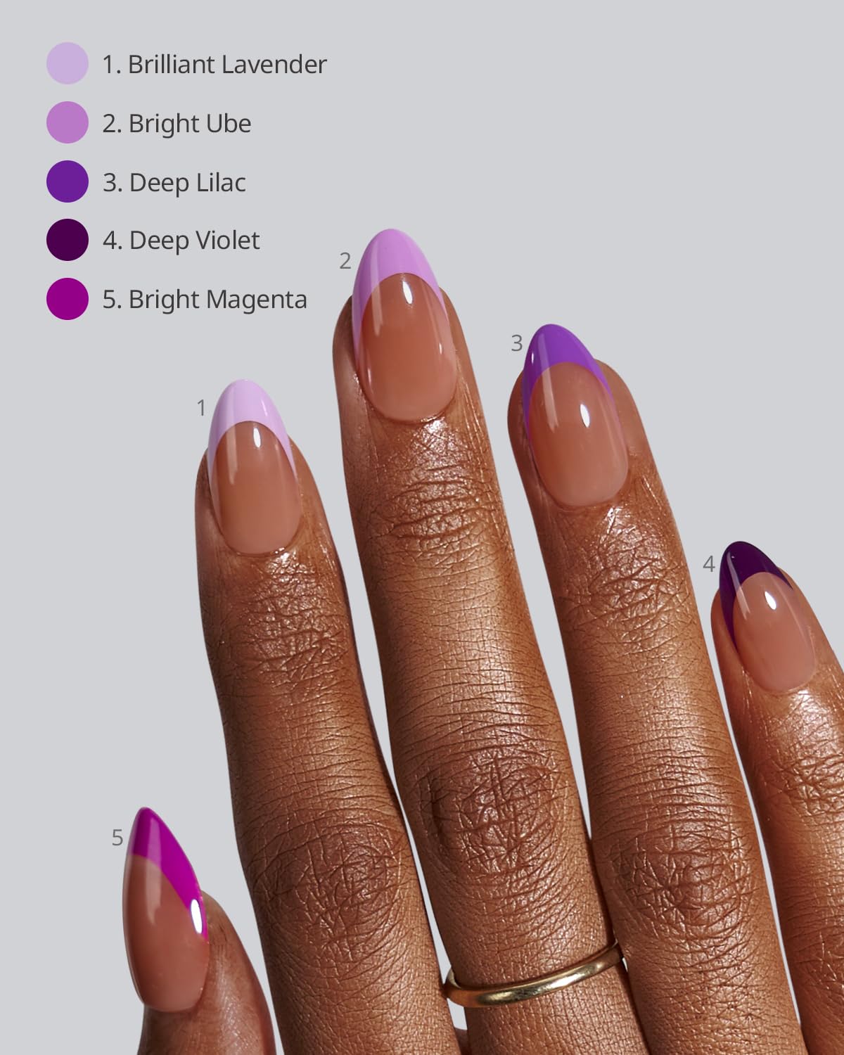 BTArtboxnails XCOATTIPS Purple French Tip Press On Nails - Short Press On Nails Almond, Soft Gel Nail Tips, 160Pcs Soak Off Acrylic Brown Fake Nail Extension in 16 Sizes