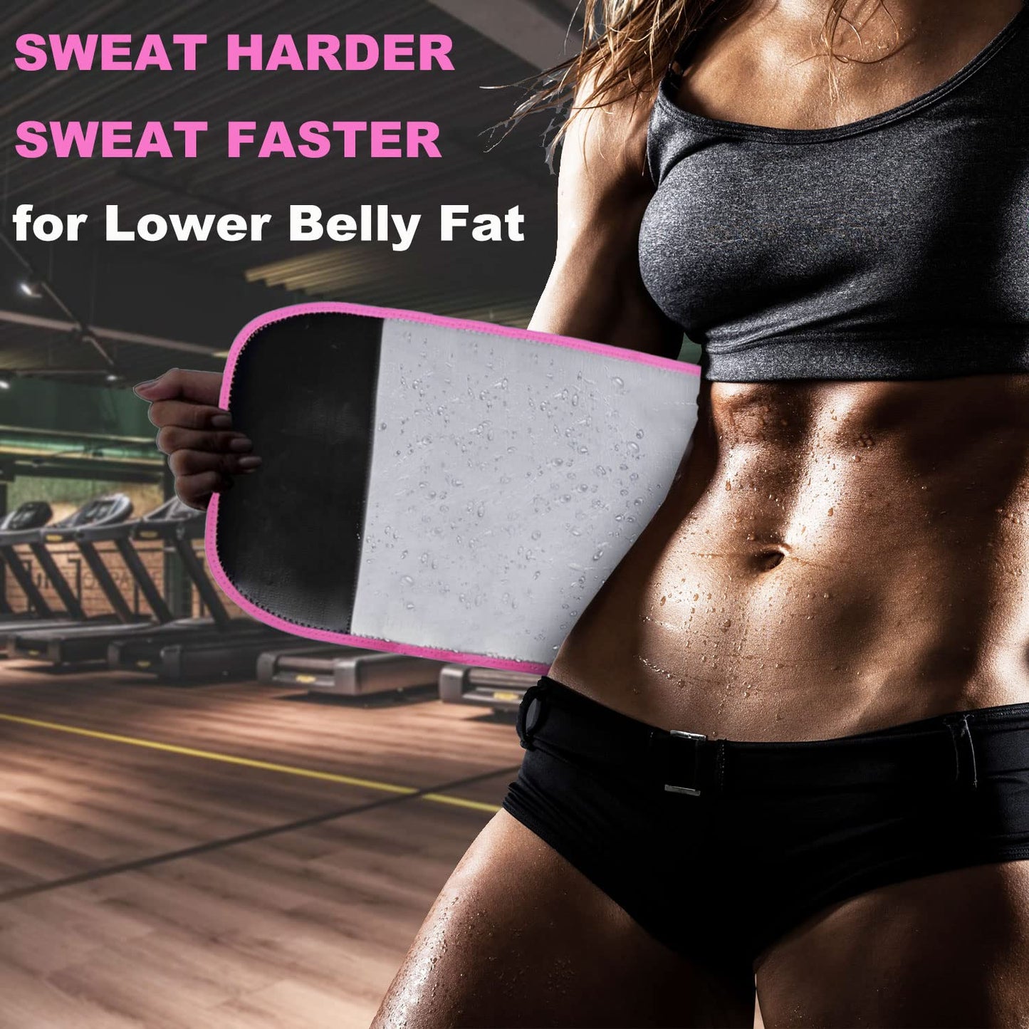 TESETON Sweat Band Waist Trainer for Women, Wasit Trimmer for women Men, Sweat Belt, Wraps Waist Trainer for Belly Fat, Stomach Sauna Sweat Band for Men Sport Fitness Pink S