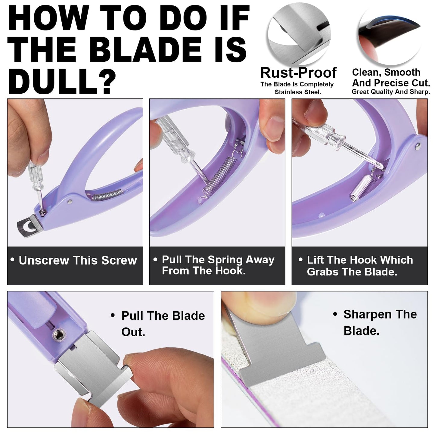 Light Purple Nail Clippers with Magnets Sizers for Acrylic Nails, Artificial Fake Nail False Nail Tip Cutter Trimmer Manicure Pedicure Sharp Blade Clip Tool for Salon Home Art Beauty