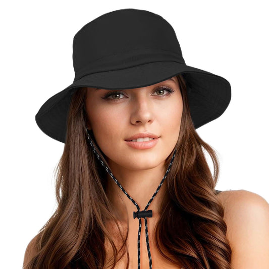 Durio Waterproof Bucket Hat for Women UPF 50+ Sun Hat UV Protection Packable Rain Hats for Women Lightweight Hiking Hat Black One Size