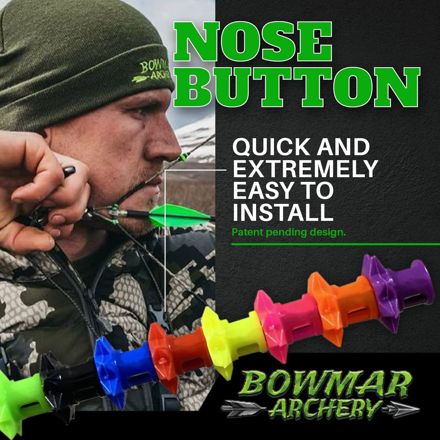 Bowmar Archery Nose Button, Extremely Light Weight, Creates Consistent Anchor Point, Two Sizes Included (Orange)