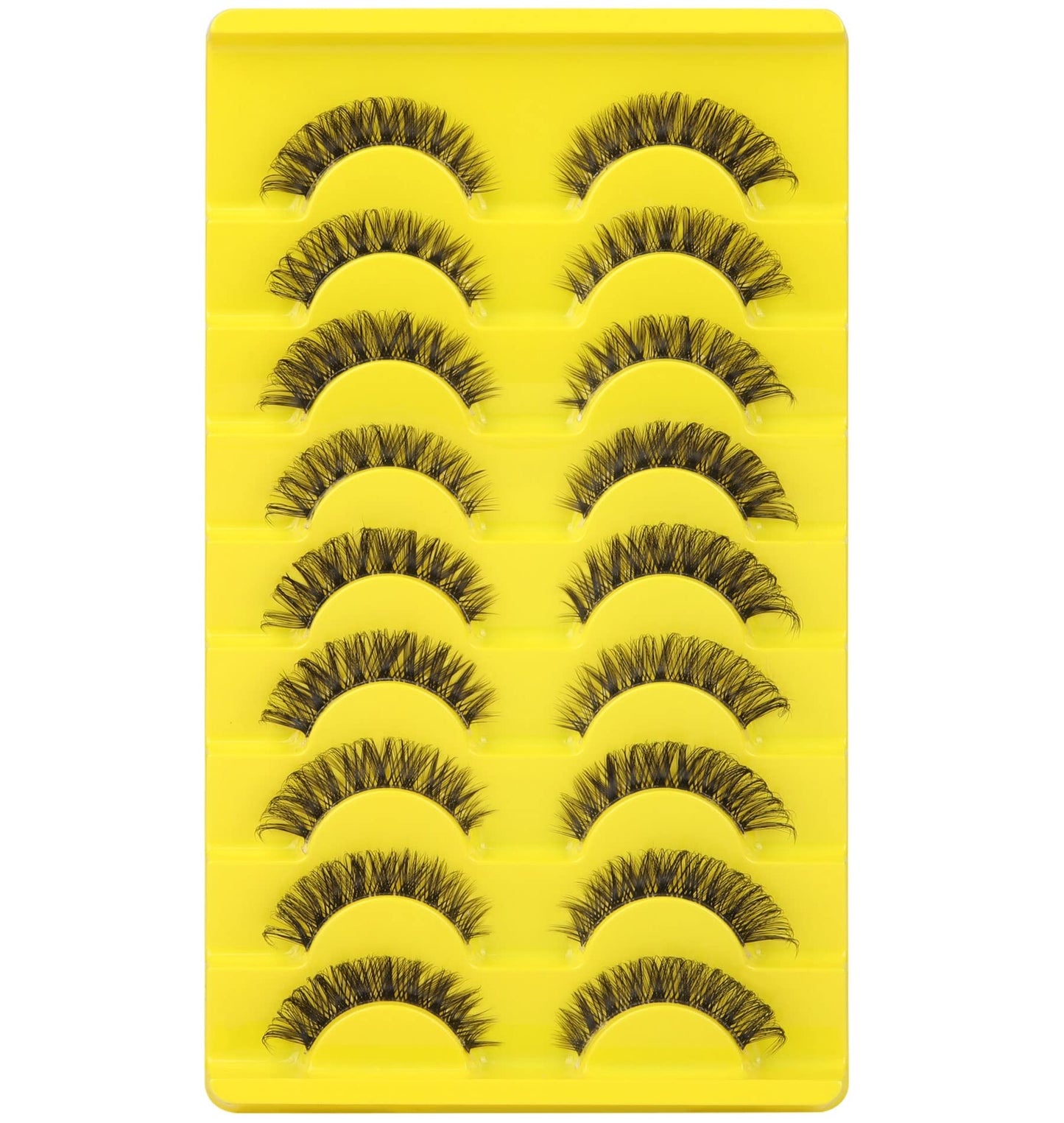 False Eyelashes Natural Russian Strip Lashes Wispy Cat Eye Mink Lashes 3D D Curl Fake Eyelashes Lightweight Transparent Band Handmade Reusable Lashes Pack