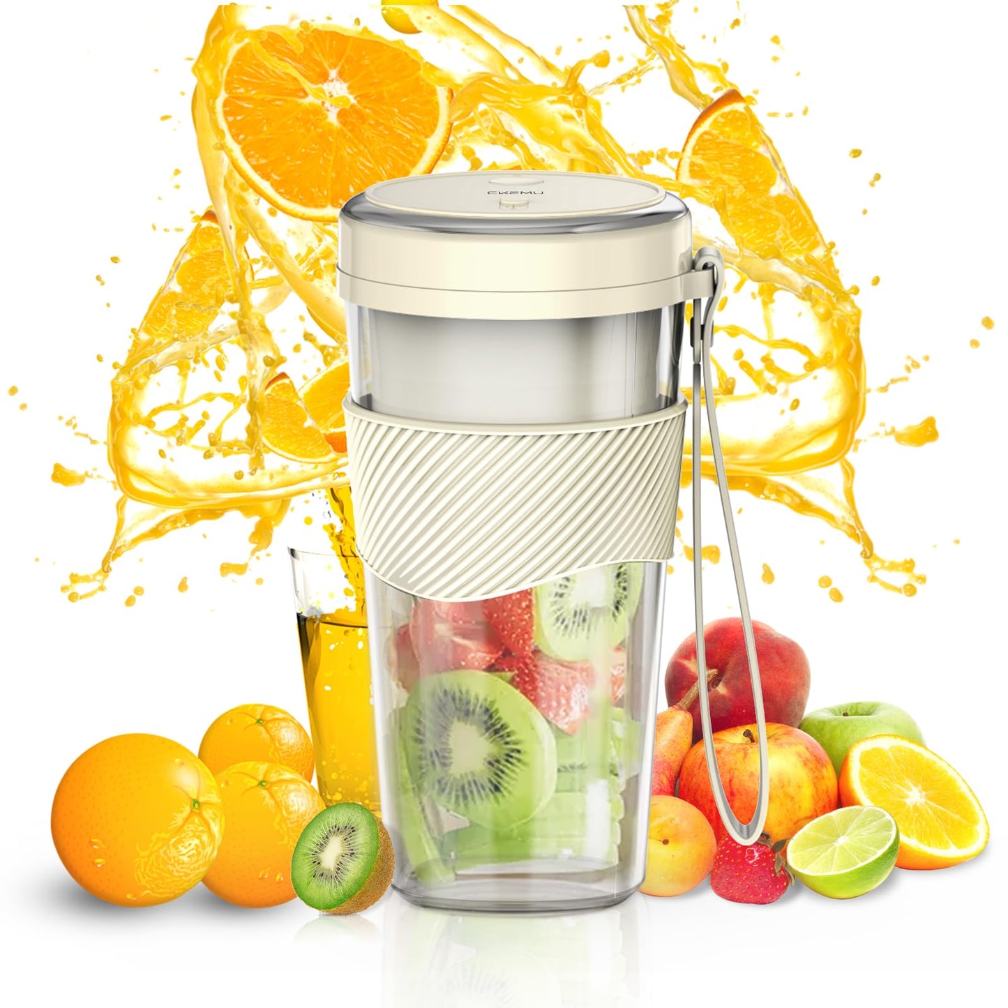 CKemu Portable Blender for Shakes and Smoothies, Rechargeable Cordless Blender Bottle, 3.5 oz, BPA Free, Dishwasher Safe, for Office, Gym, Home