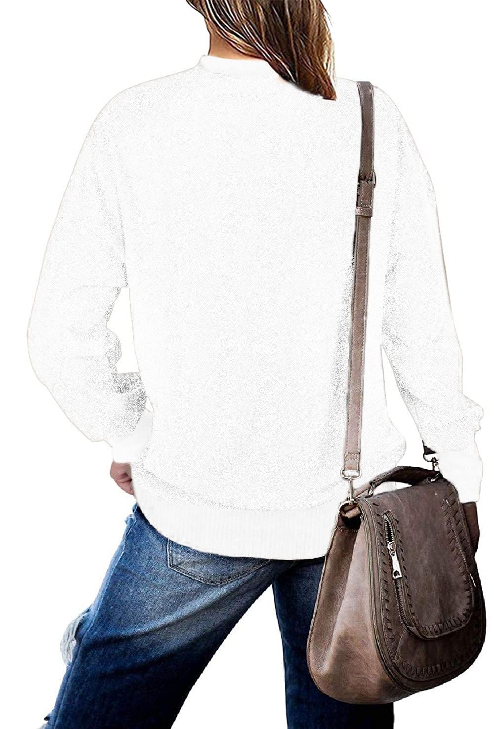 BEUFRI Sweatshirts for Women for Leggings Long Sleeve Fall Top Winter Sweaters White 2XL