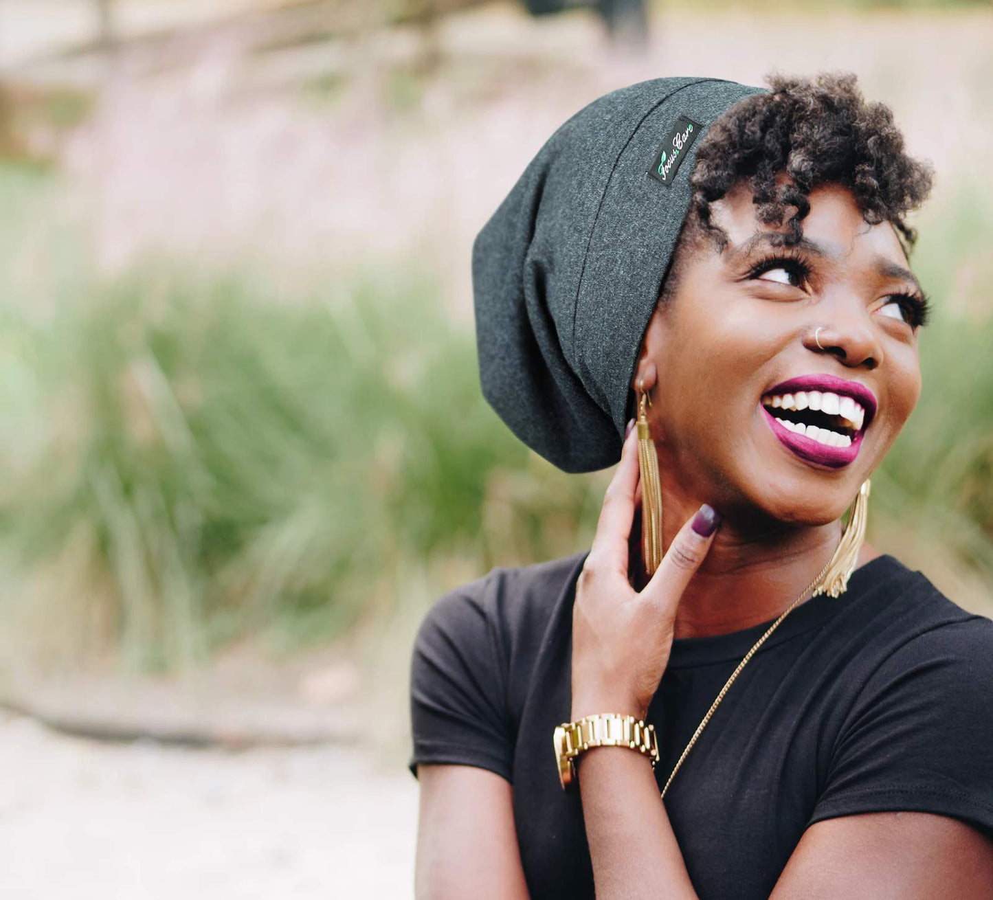 FocusCare Adjustable Sleeping Cap,Adjustable Elastic Snug Women Curly Hair Light Heather Grey