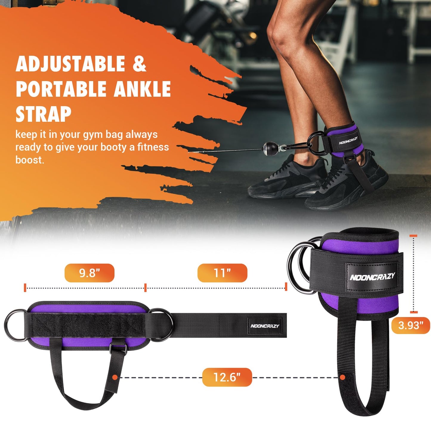 Ankle Strap for Cable Machine Women, Adjustable Gym Cable Ankle Straps for Kickbacks, Glute Workouts, Leg Extensions, Curls, Booty Hip Abductors, Ankle Cuff for Cable Machine Accessories(S-Purple)