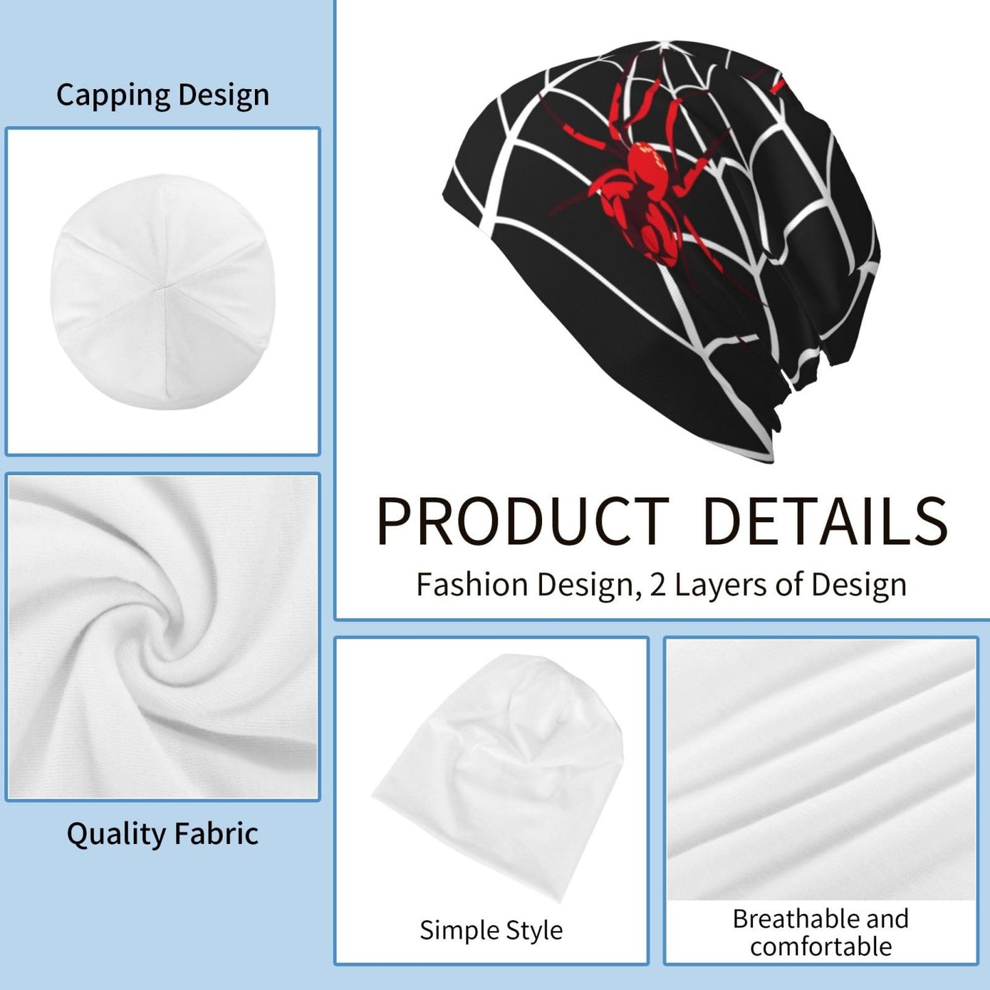 Athjunss Spider Beanie Hat Chemo Headwear Slouchy Skull Sleep Cap for Women Men Winter Running