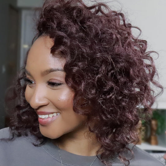 ToyoTree Ocean Wave Crochet Hair - 9 Inch 8 Packs Wine Red Short Curly Deep Wave Crochet Hair, Synthetic Ocean Wave Braiding Hair Extensions (9 Inch,99J-8P)